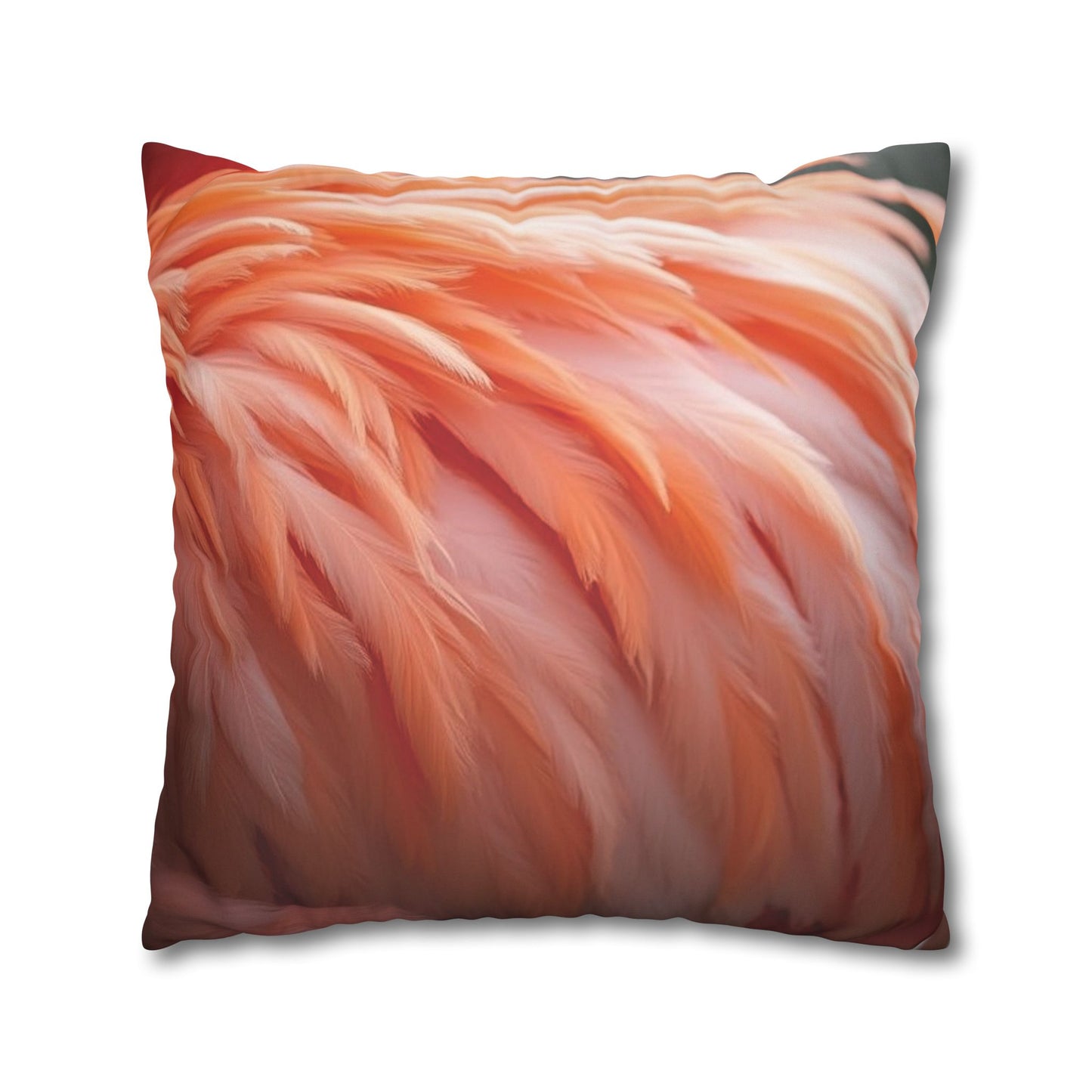 Faux Suede Square Pillowcase - Flamingo Feathers
