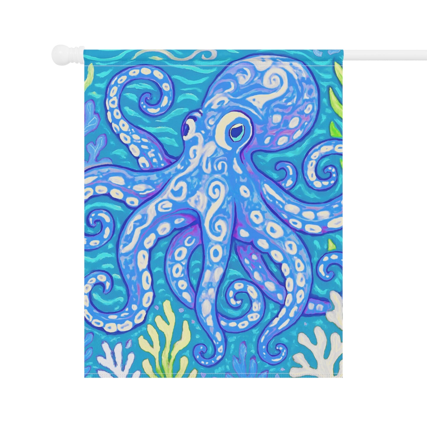 Tropical Garden Flag - Perfect for Outdoor Decor / Octopus Kraken Joe, Blue