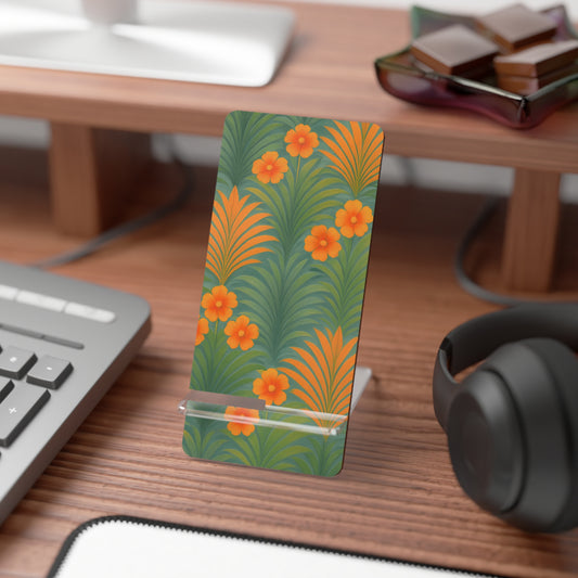 Stylish Smartphone Display Stand with Iconic Artwork - Sunrise Palms/Orange