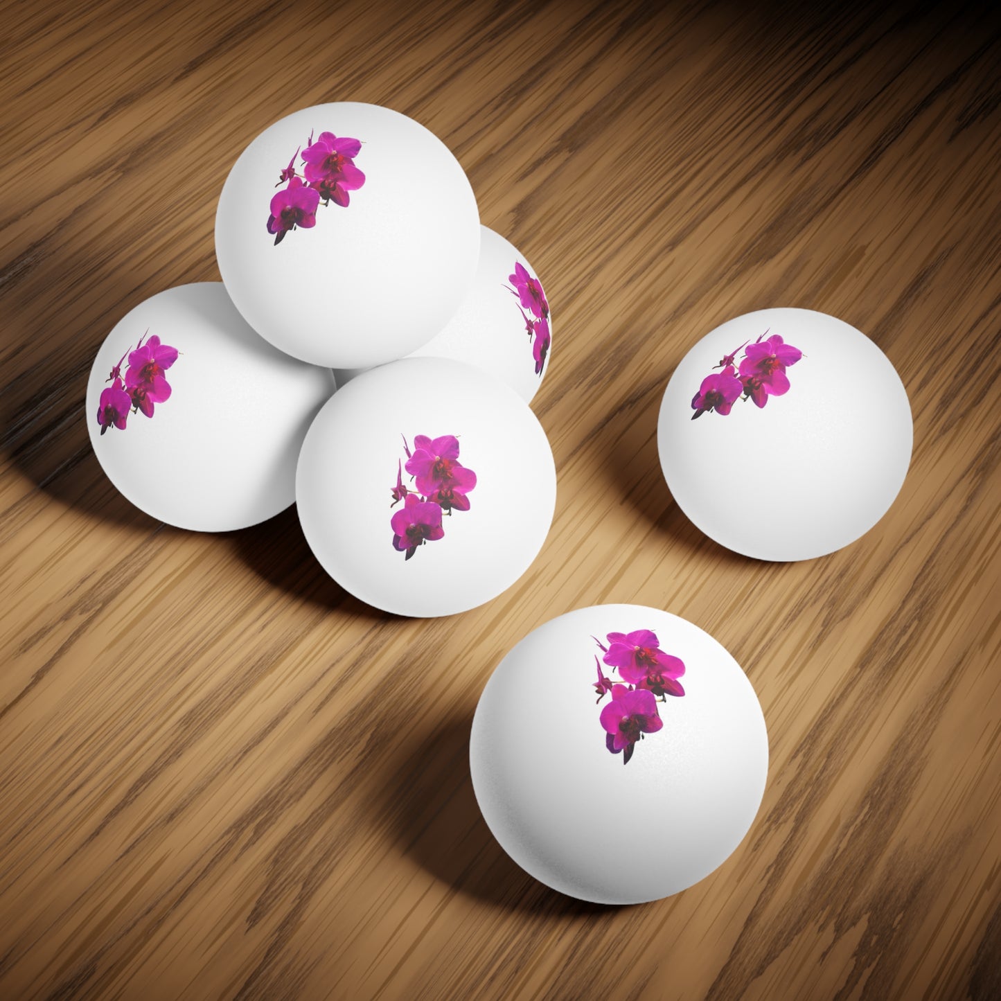 Tropical Paradise Ping Pong Balls - 6 Pack with Hot Pink Orchids