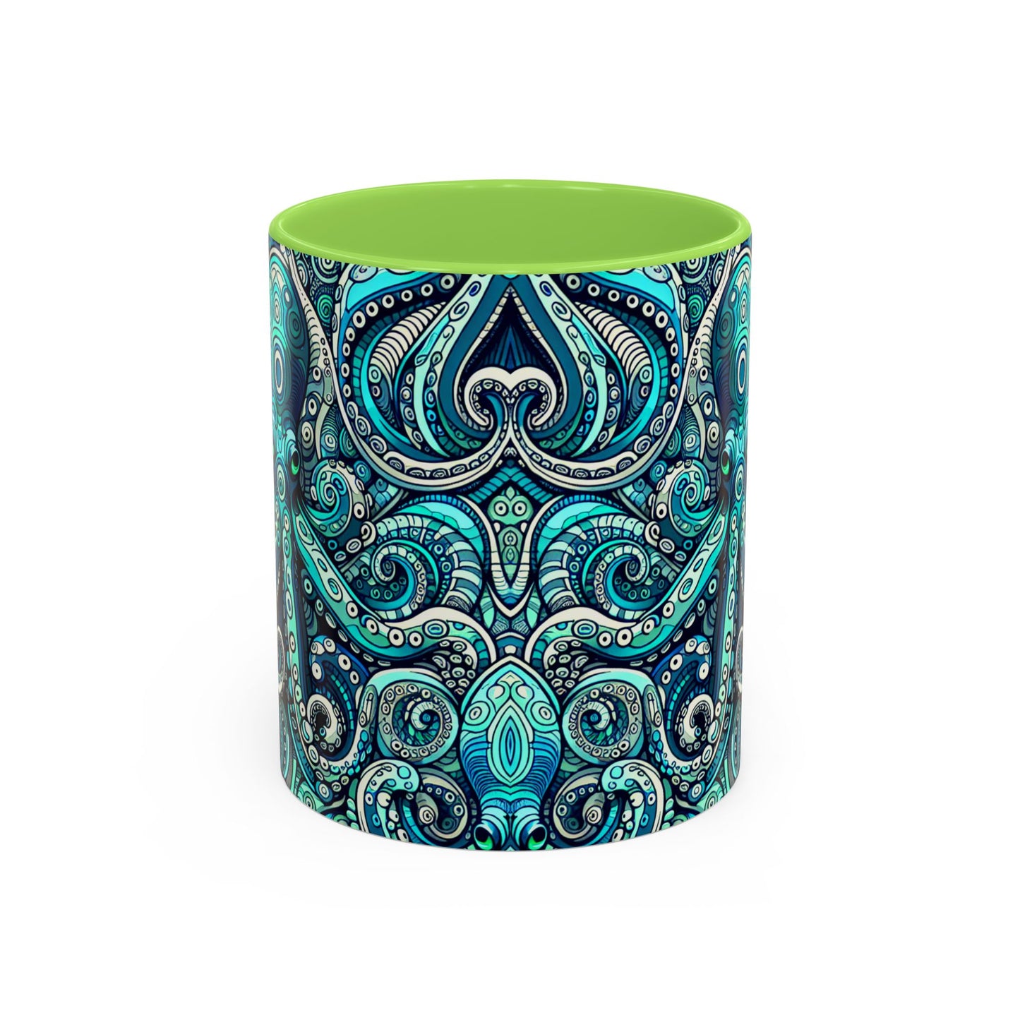 Accent Color Coffee Mug, Many Colors - 11oz & 15oz / Aqua Octopus