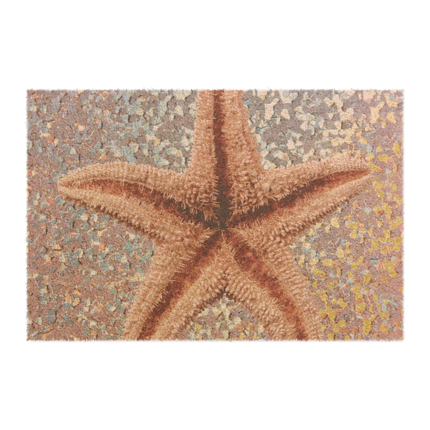 Tropical Ocean Doormat - Vibrant Coconut Fiber Entrance Mat / Coastal Disco Starfish