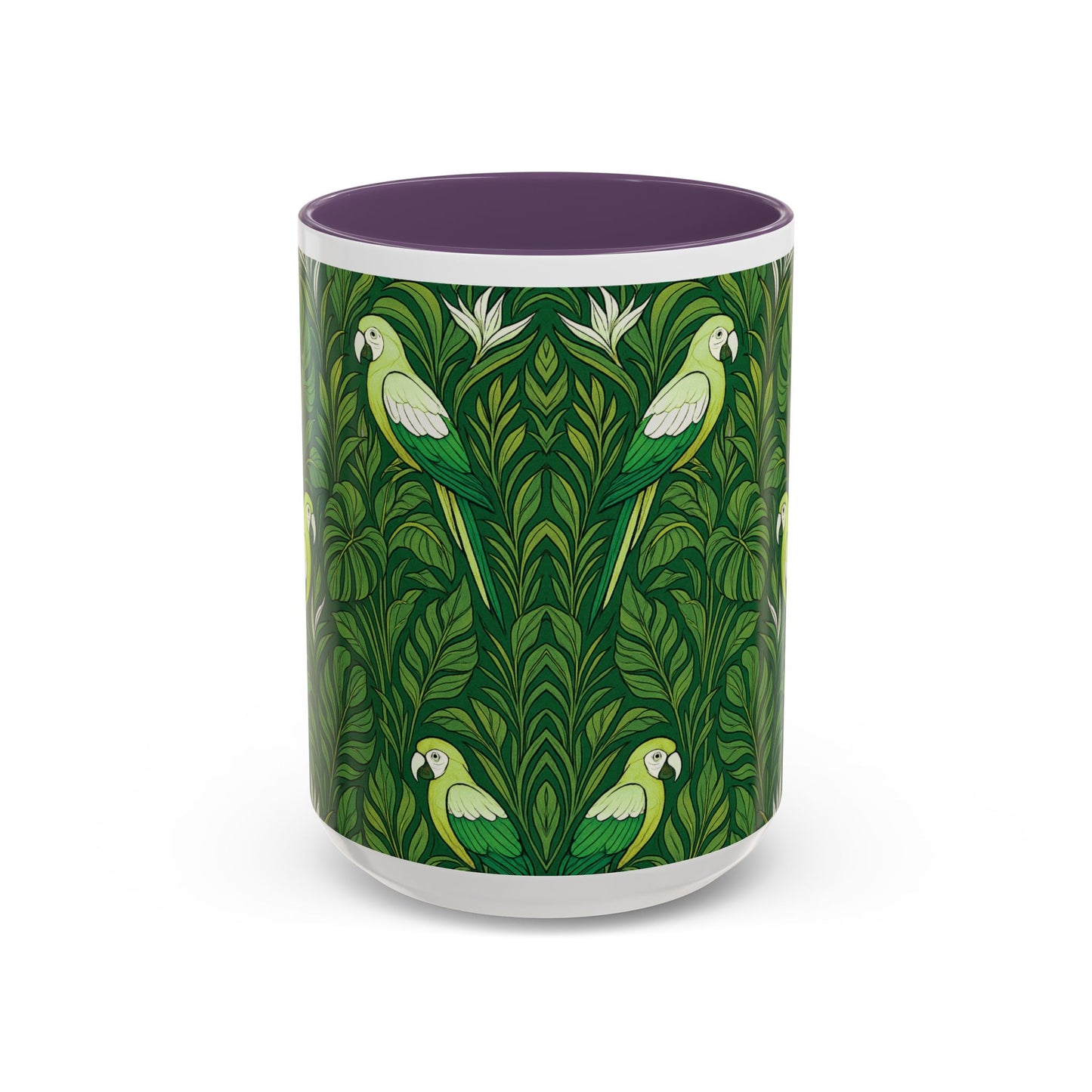 Accent Coffee Mug (11, 15oz), 8 Colors - Parrot Family, Lime