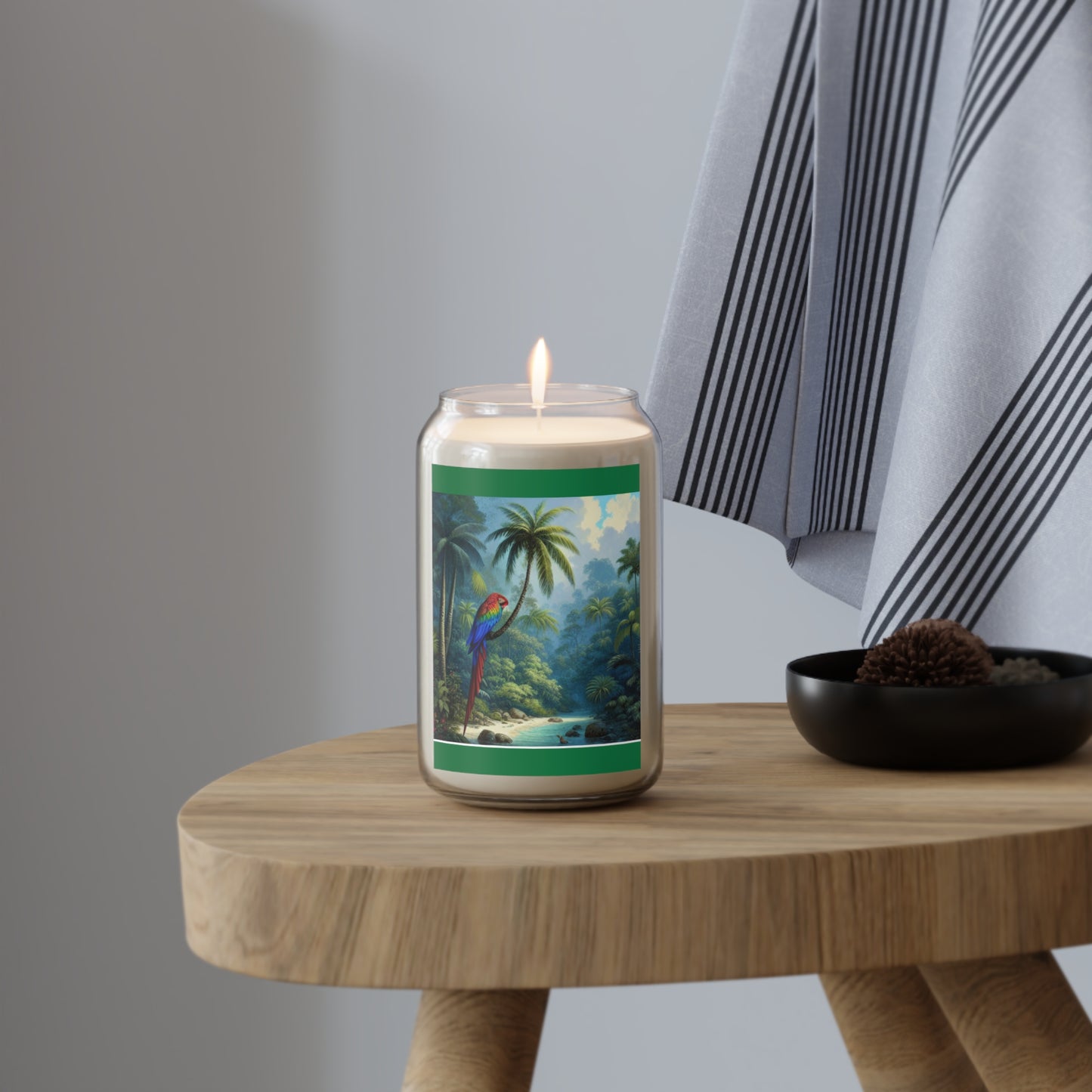 Scented Candle, 13.75oz - Sleeping Beauty Parrot, Dark Green