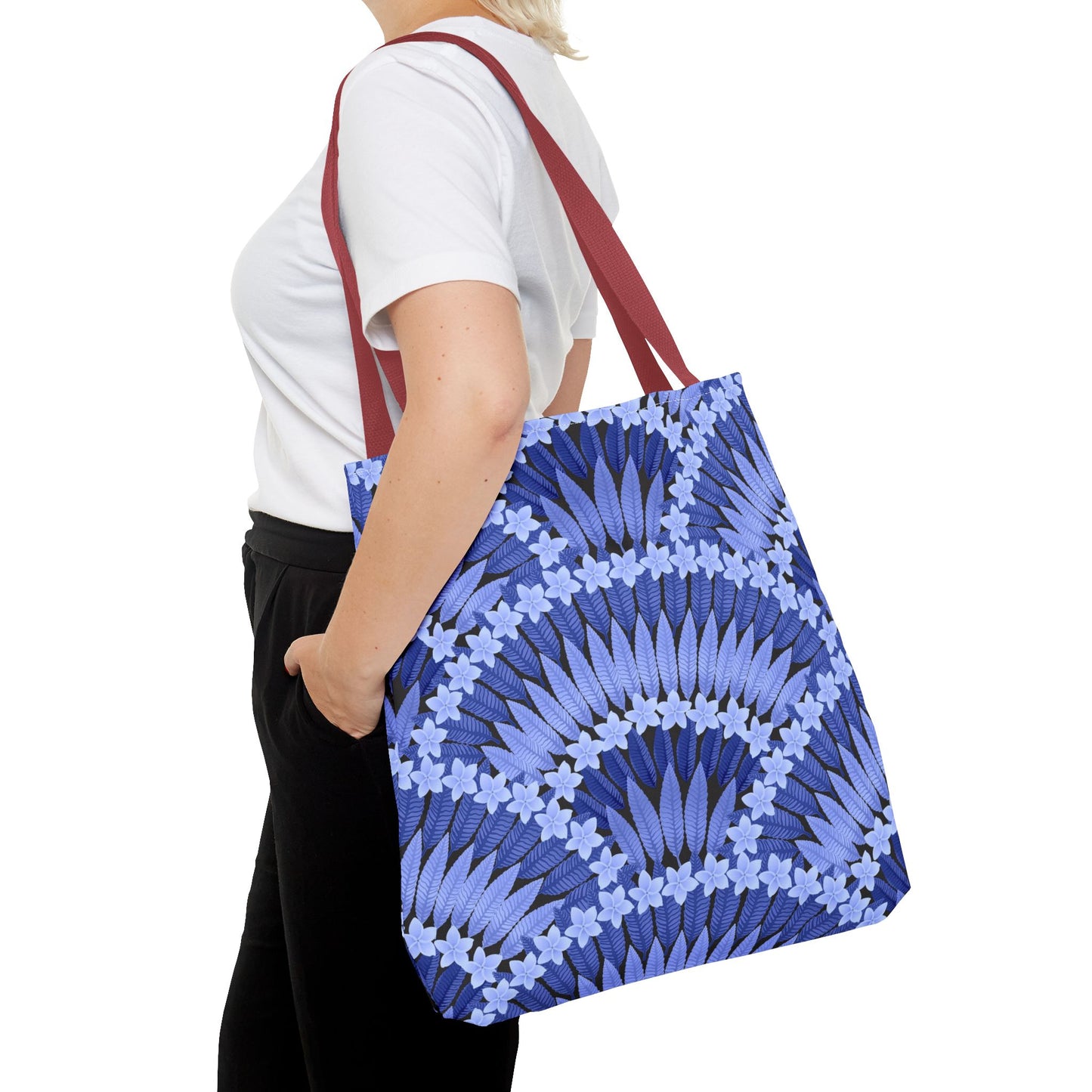 Plumeria and Palms Blue Tote Bag - 3 Sizes