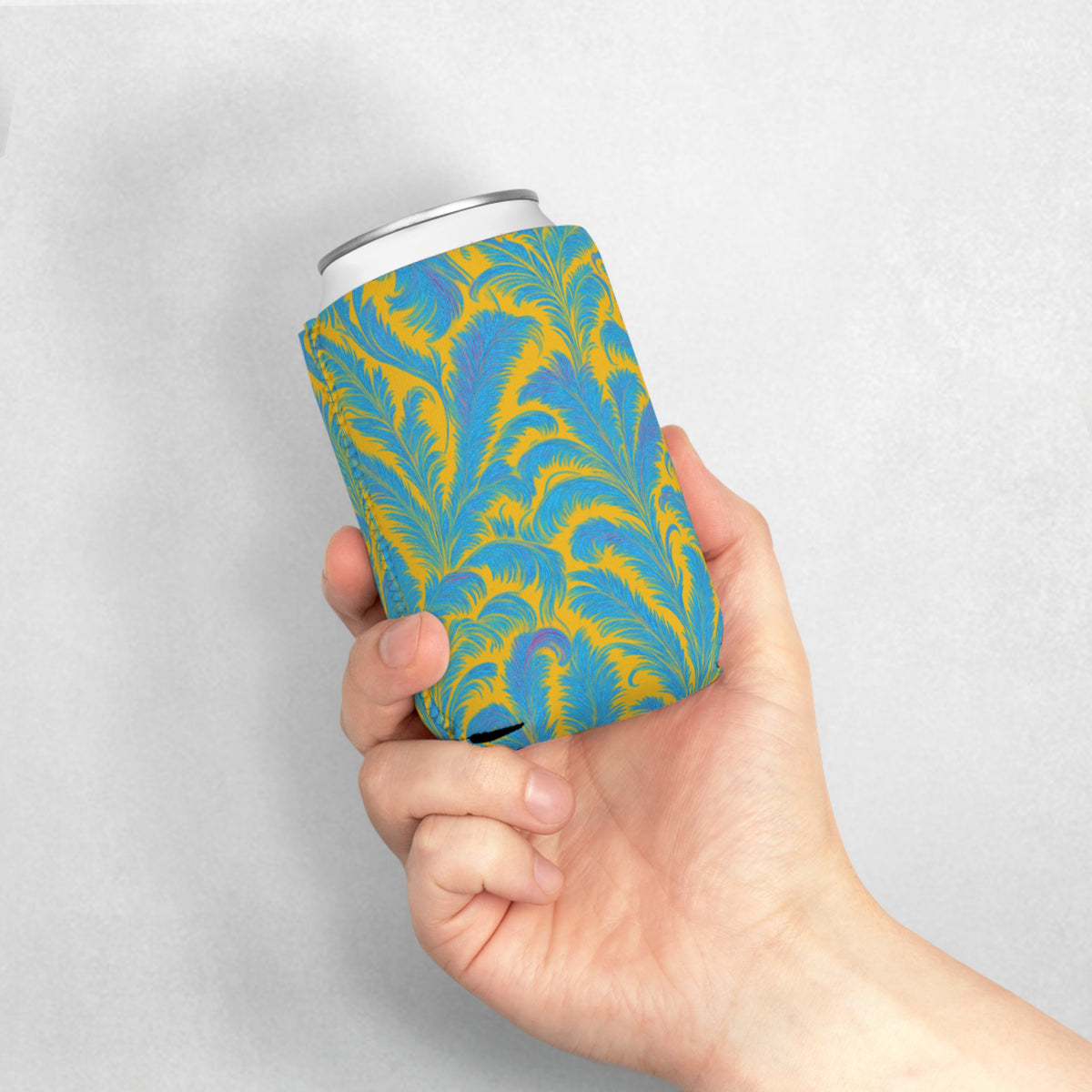 Rocco Blues/Yellow Can Cooler Sleeve - Perfect for Outdoor Picnics