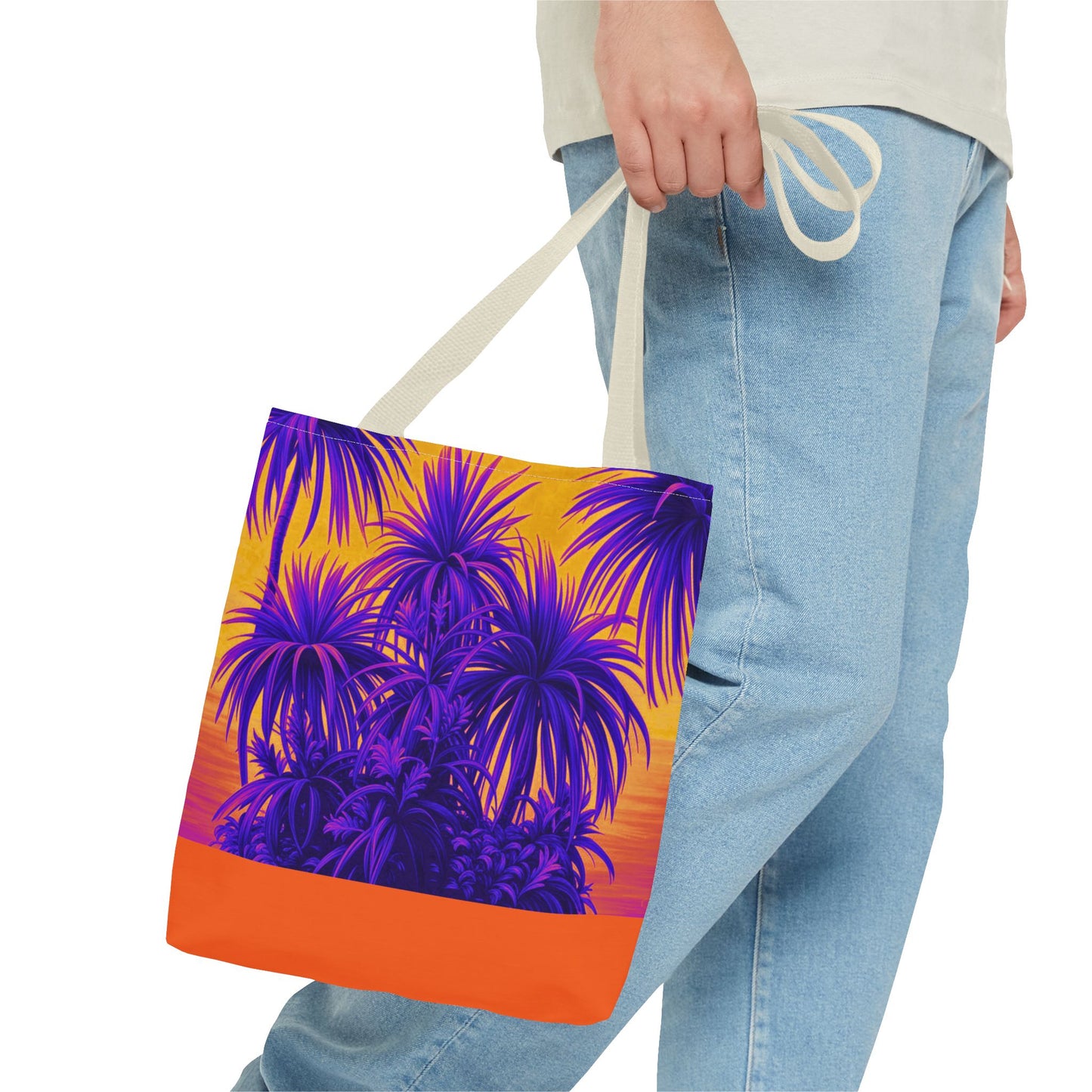 Tiny Palm Island Pop/Orange Tote Bag - 3 Sizes