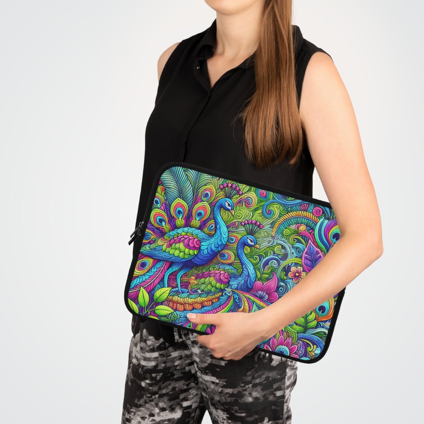 Tropical Laptop Sleeve, 5 Sizes - Perfect for Beach Lovers & Students / Rainforest Peacocks POP