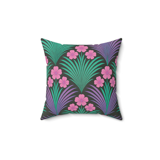 Decorative Pillow - Accent Cushion, 4 Sizes / Midnight Hibiscus Deco/Pink