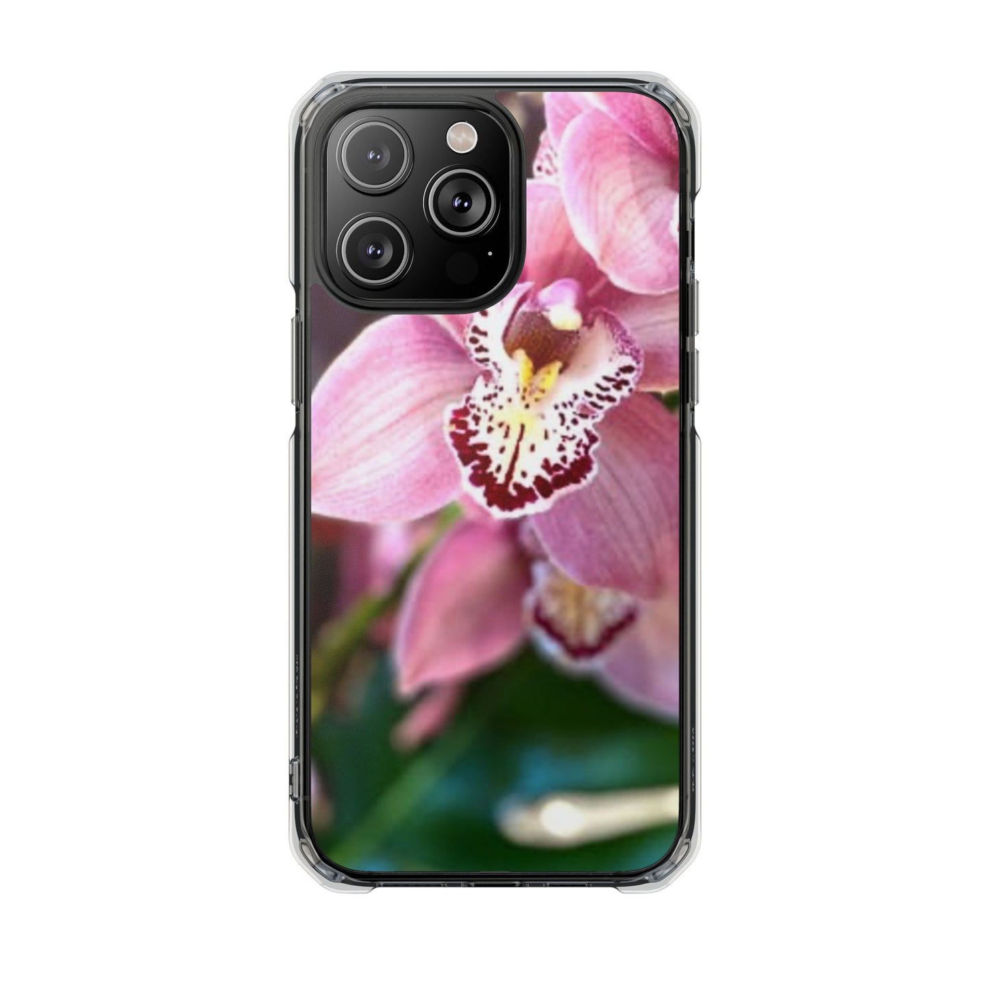 Pink Orchid/Photo Magnetic Clear Phone Case, Many Models