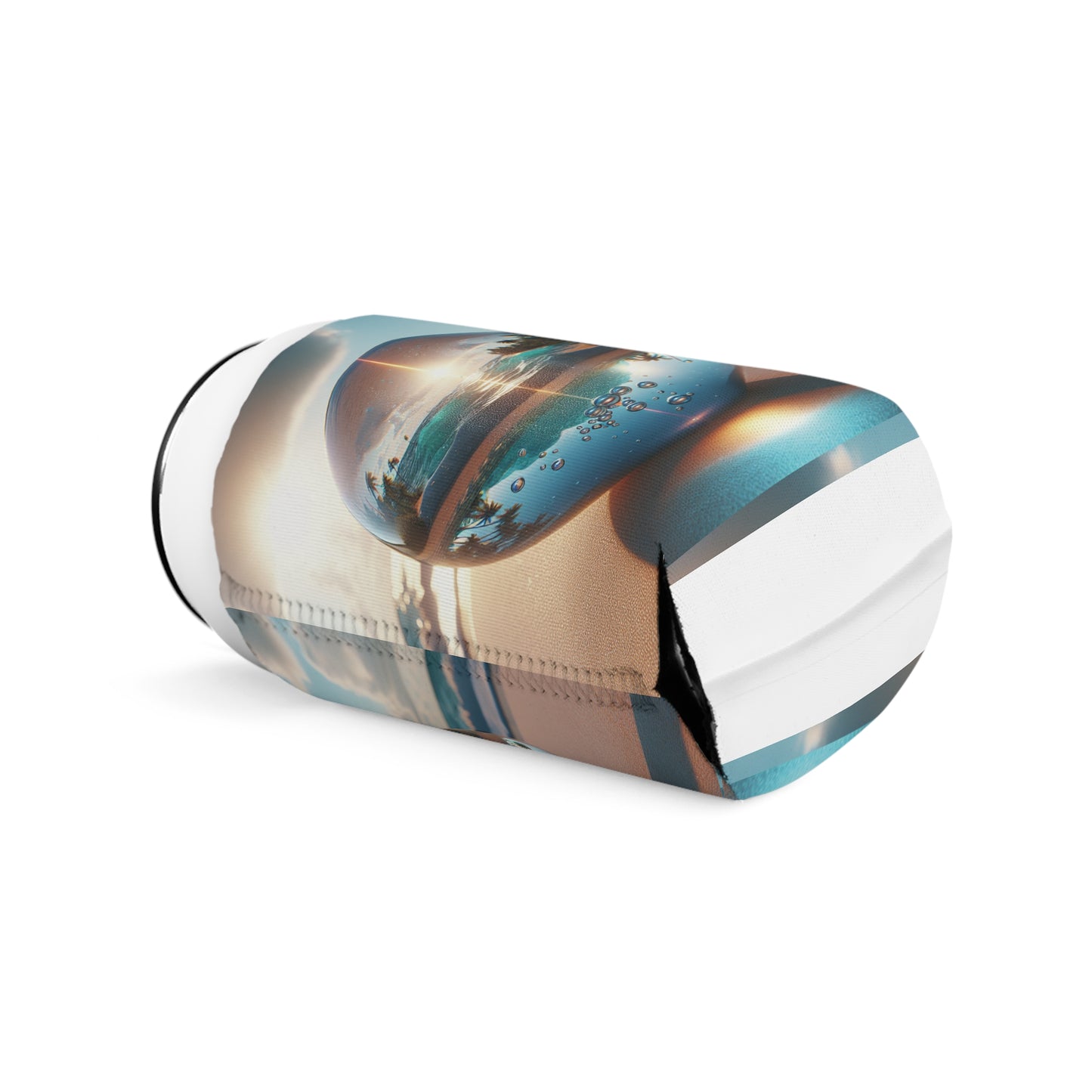Beach Illusion Ball Sunrise Can Cooler Sleeve - Perfect for Outdoor Picnics