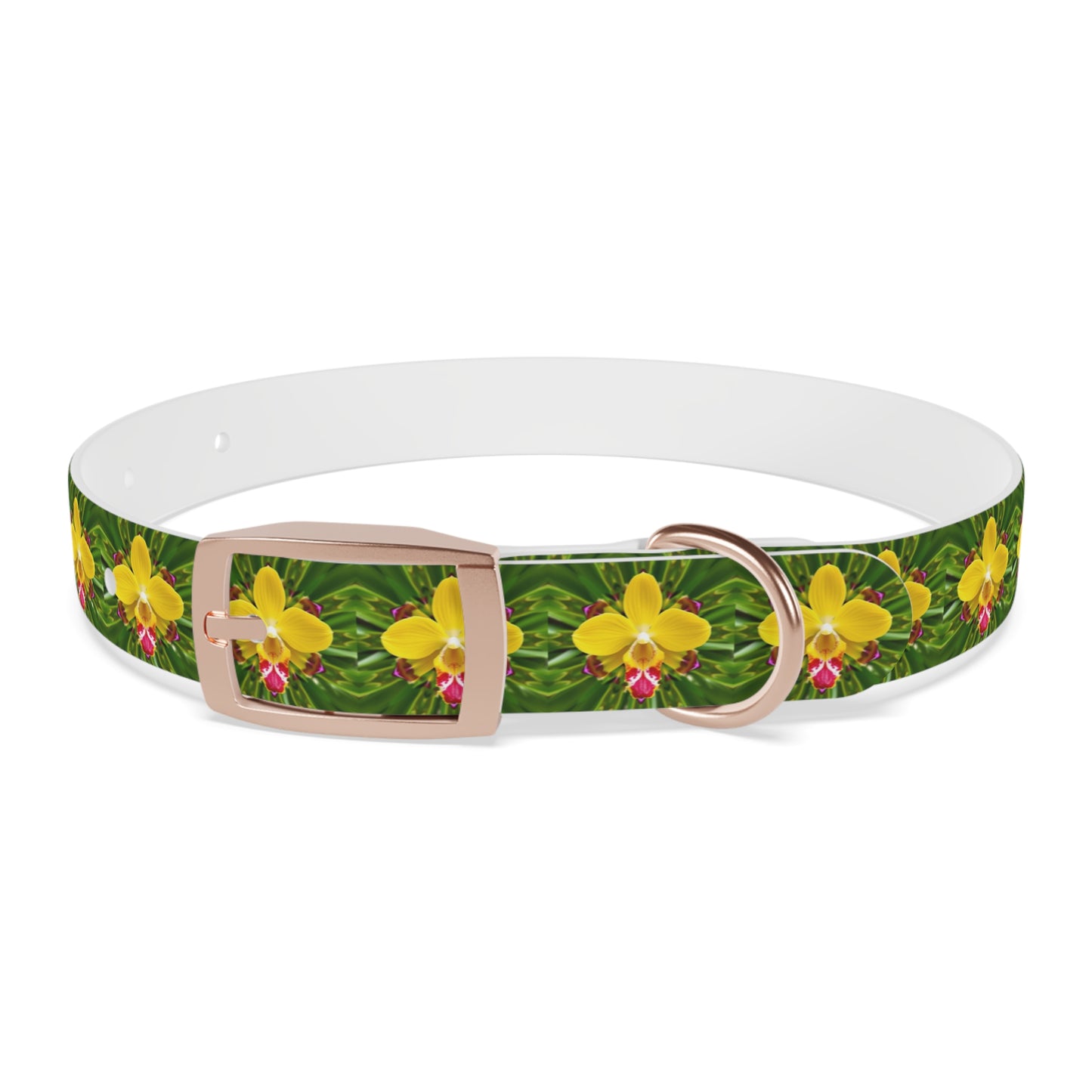 Dog Collar - Yellow Orchid Kaleidoscope