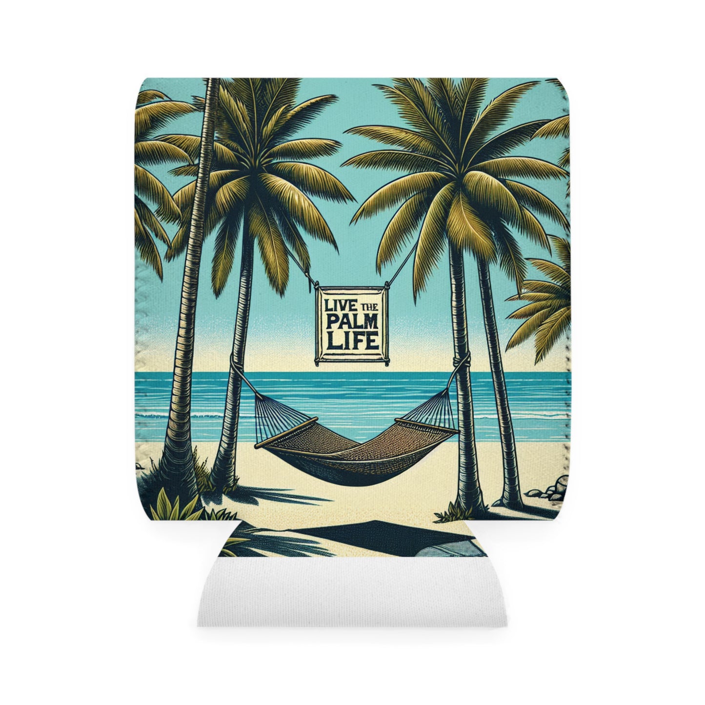 Hammock on Beach Can Cooler Sleeve - Perfect for Outdoor Picnics