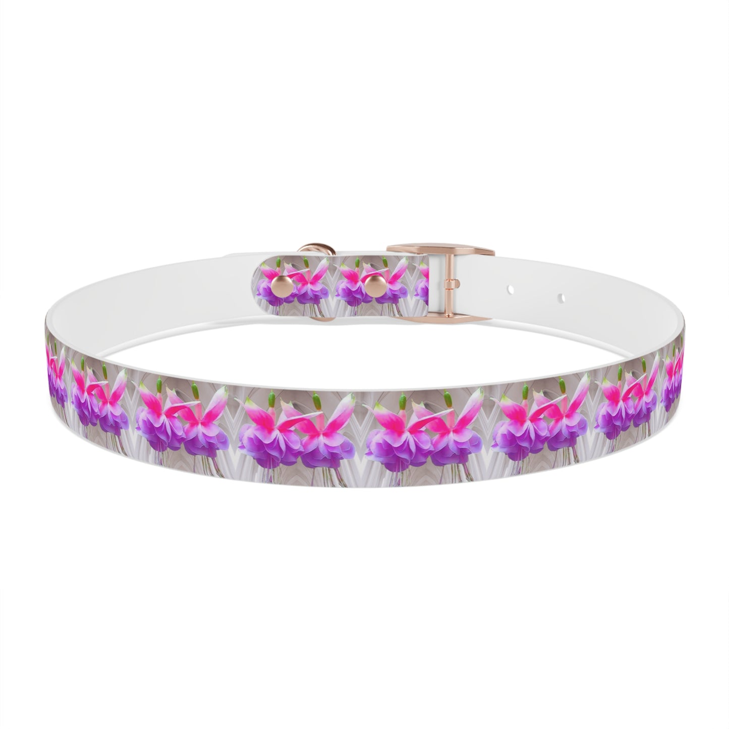 Dog Collar - Two Pink Fuchsias / Gothic, Kaleidoscope