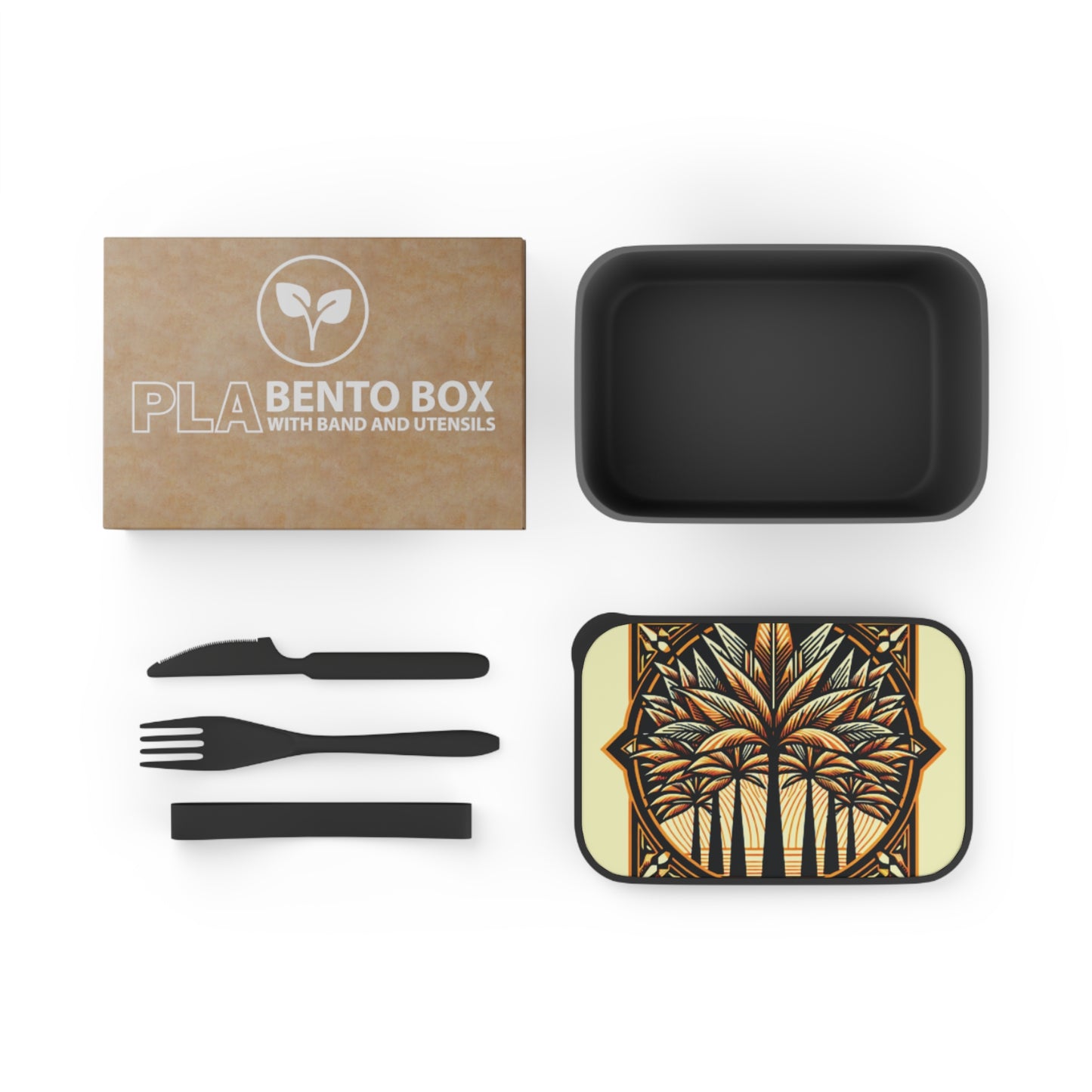 Bento Box with Utensils - Art Deco Palm #5