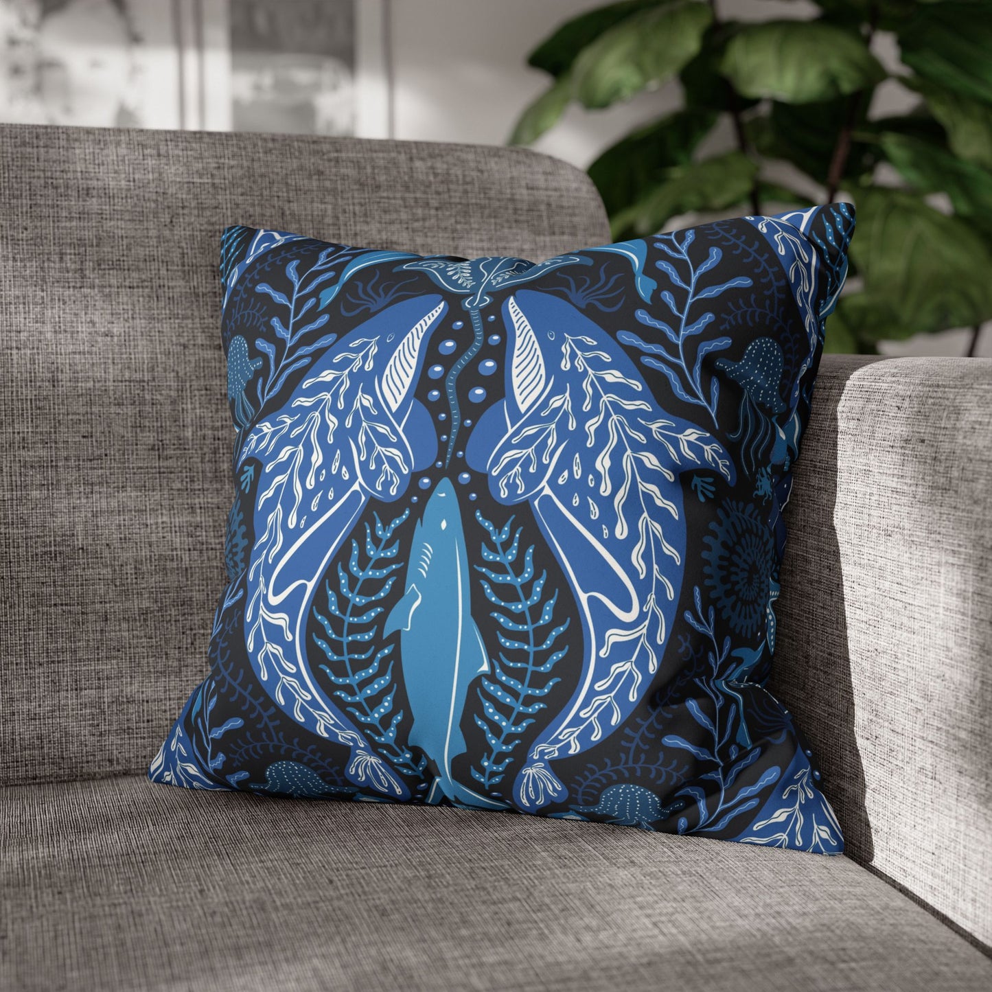 Faux Suede Square Pillowcase - Mystic Ocean, Blue