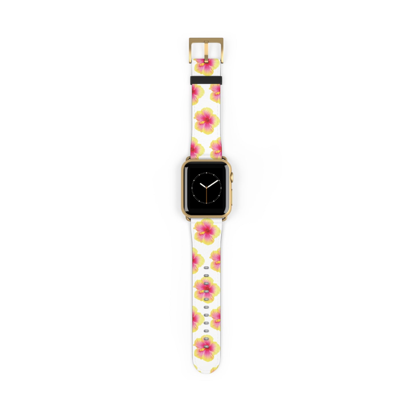 Apple Watch Band - REAL Yellow/Orange Hibiscus Flower, White