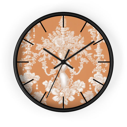 Wall Clock, Pearl Lady Toile / Melon, Hands/Base Variants