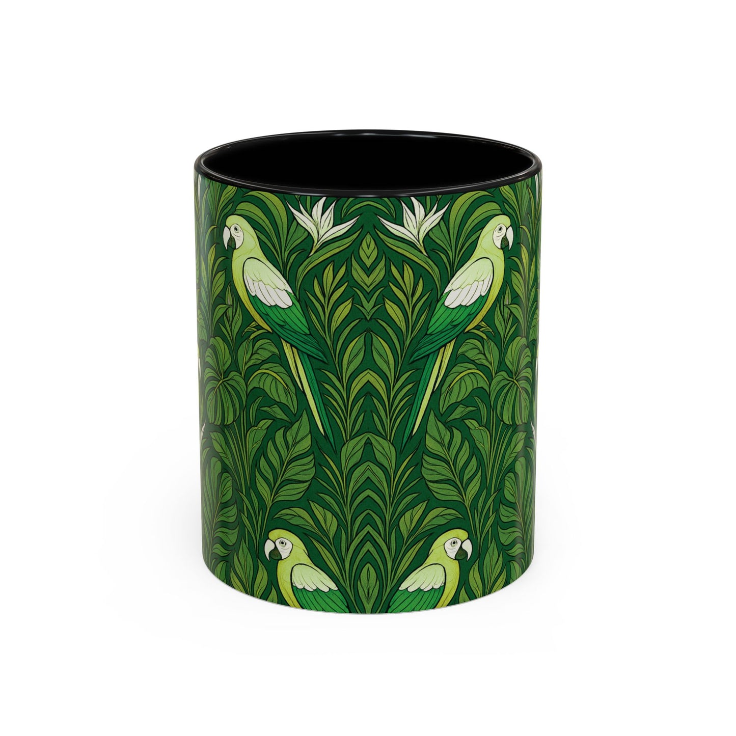 Accent Coffee Mug (11, 15oz), 8 Colors - Parrot Family, Lime