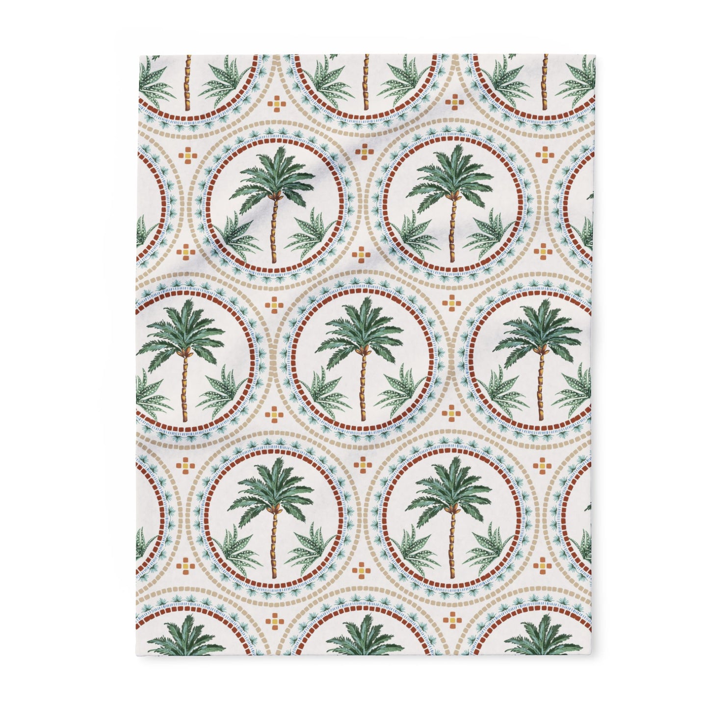 Mosaic Palms Fleece Blanket - Colorful Tropical Design