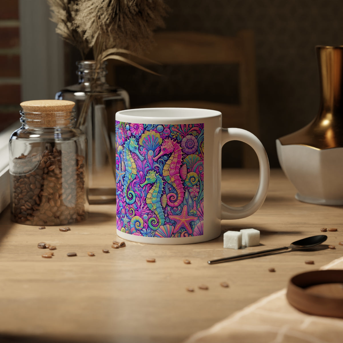Jumbo Mug, 20oz, Seahorse Pop | Tropical Coffee Cup