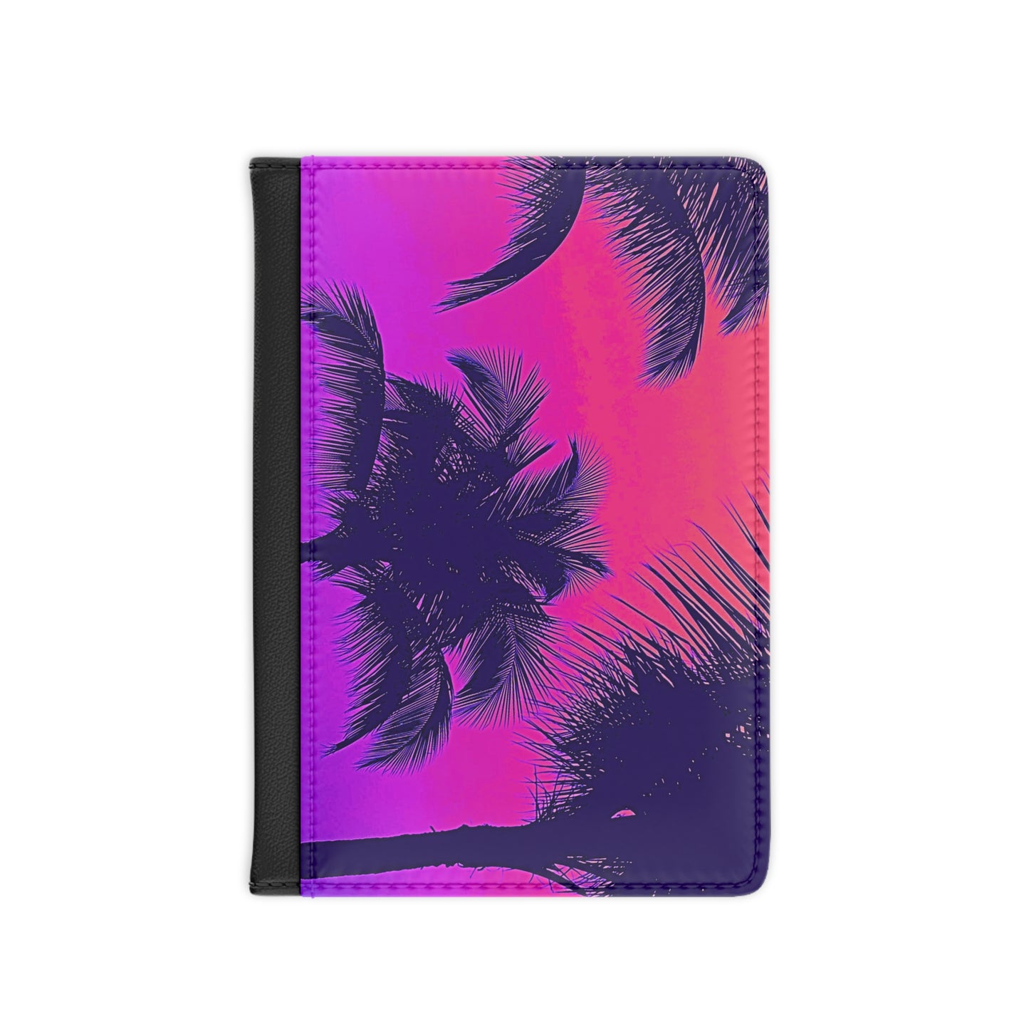 Tropical Passport Cover, Faux Leather - RFID blocking for travel security / Palm Glow Pop