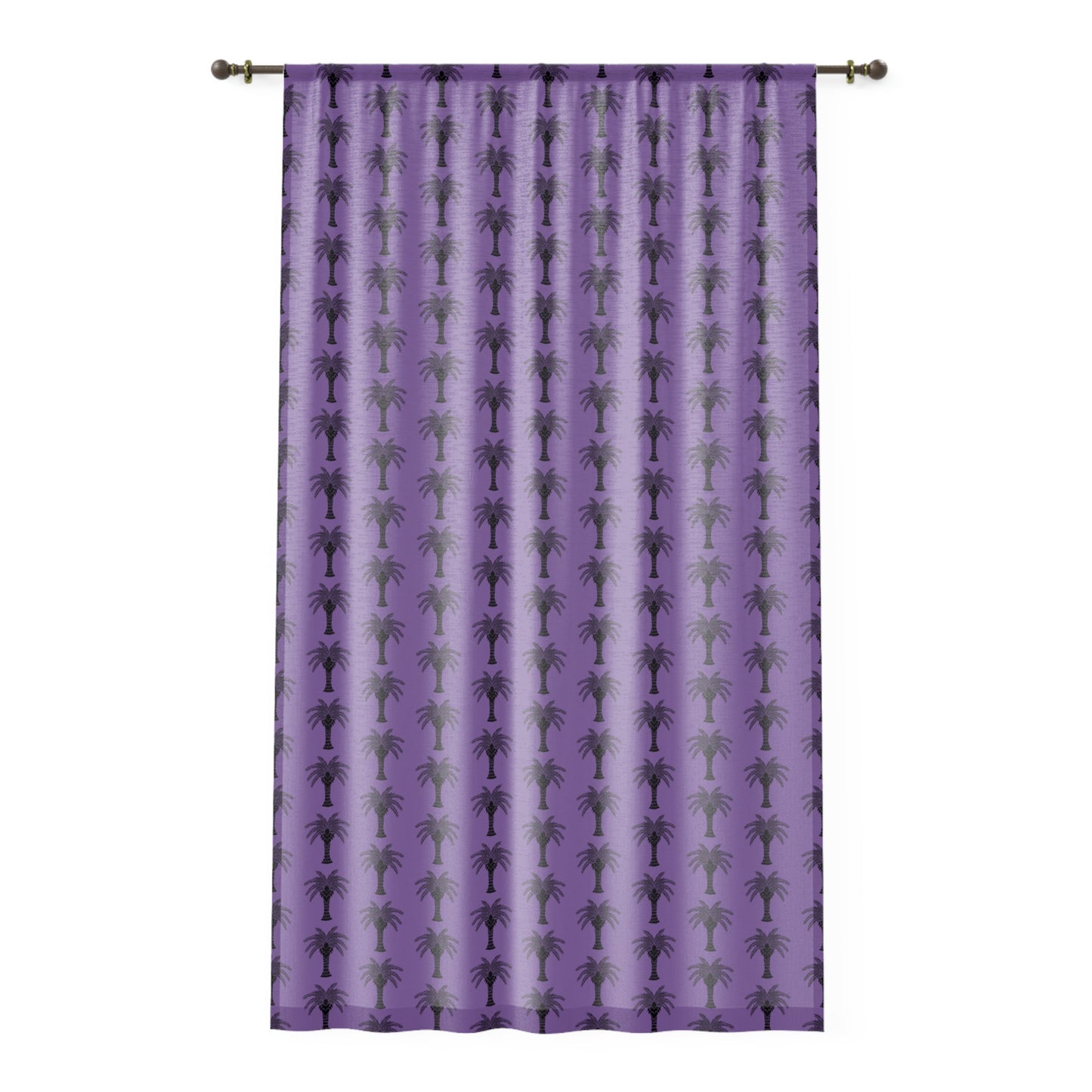 Deco Palm/Light Purple Semi-Transparent Window Curtain, 50" x 84" - Colorful Tropical Home Décor