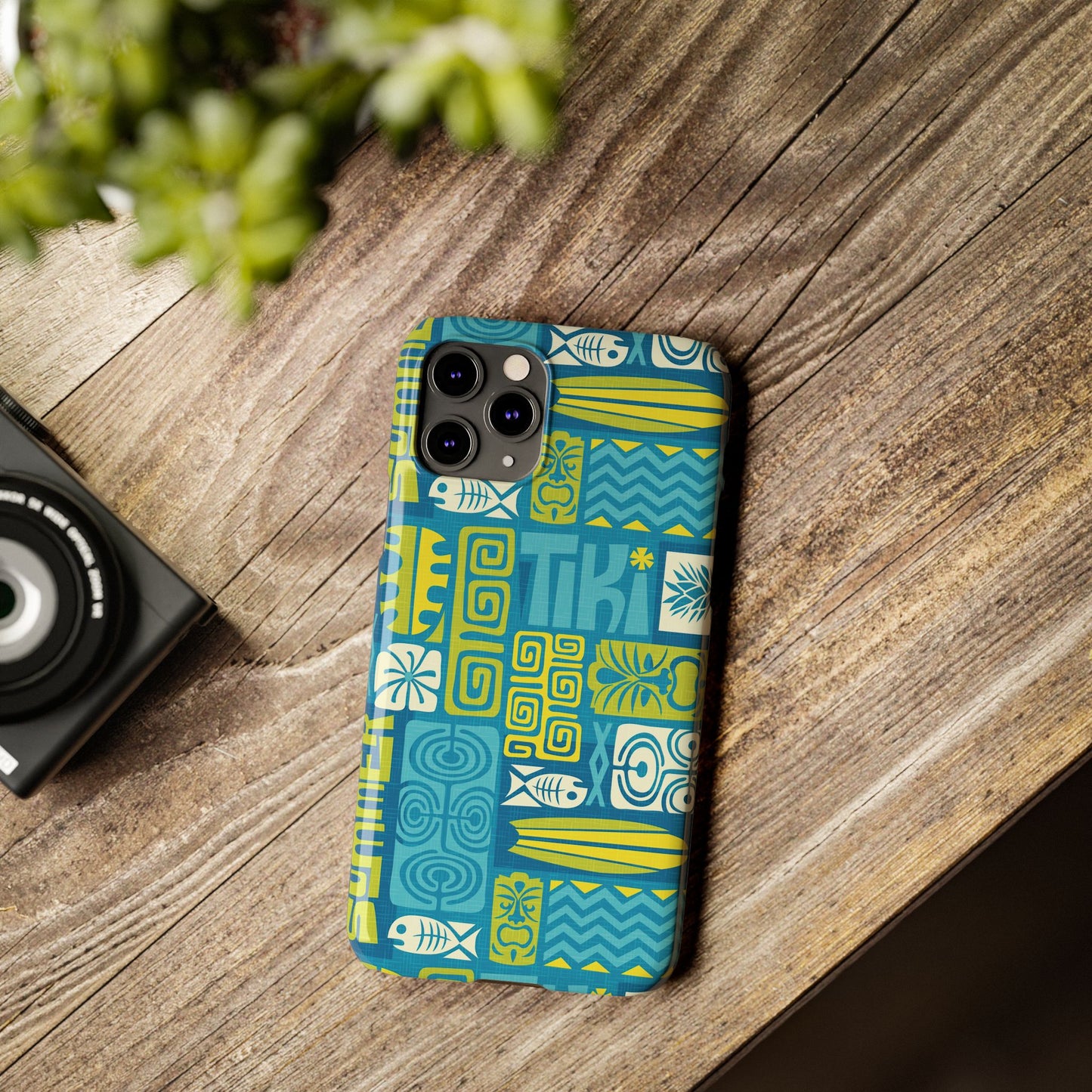 Slim Phone Cases - Tiki Poster Blue