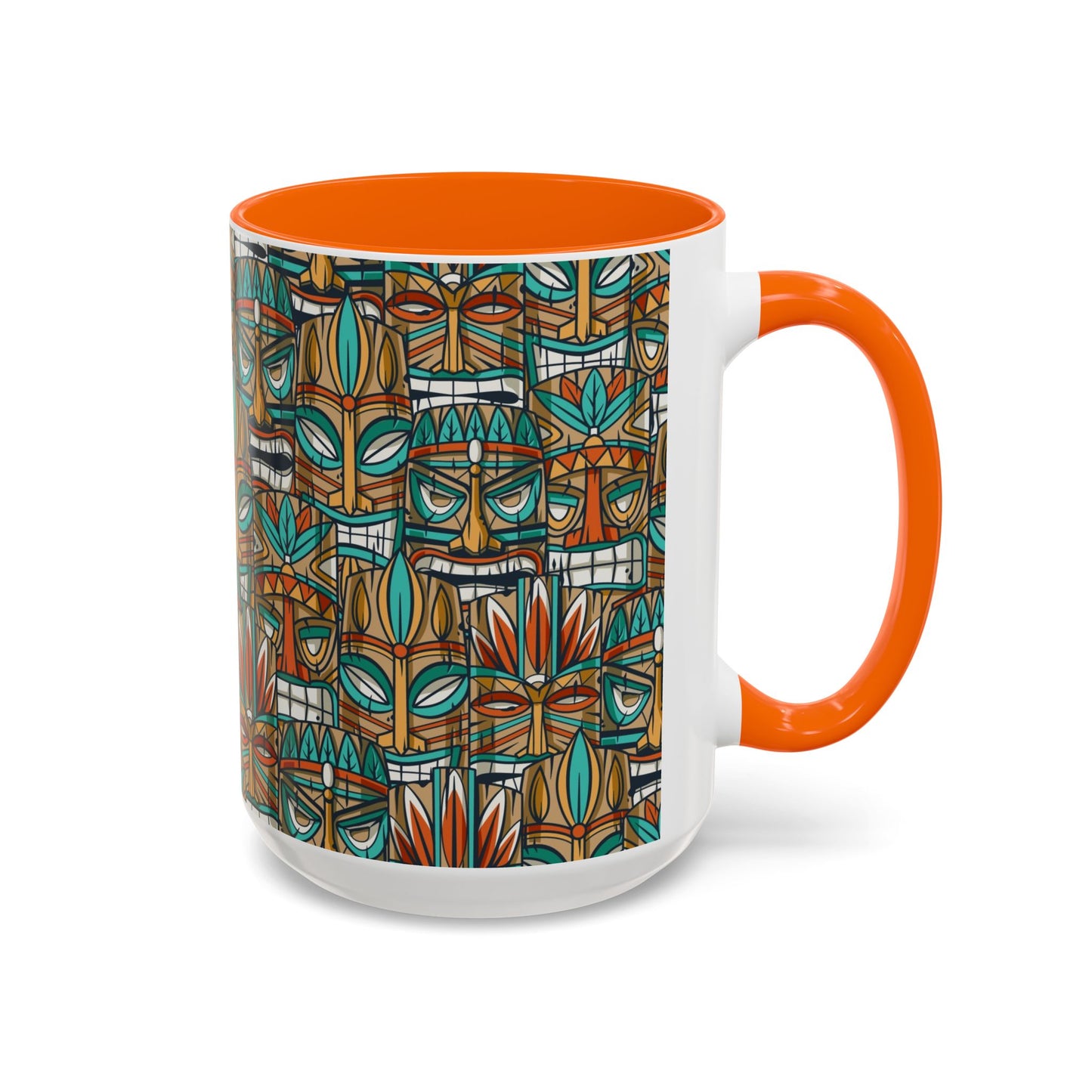 Accent Coffee Mug (11, 15oz), 8 Colors - Turquoise Tiki Party