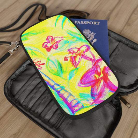Vibrant Passport Wallet – Perfect for Travelers & Adventurers / Tropical Doodles, Yellow
