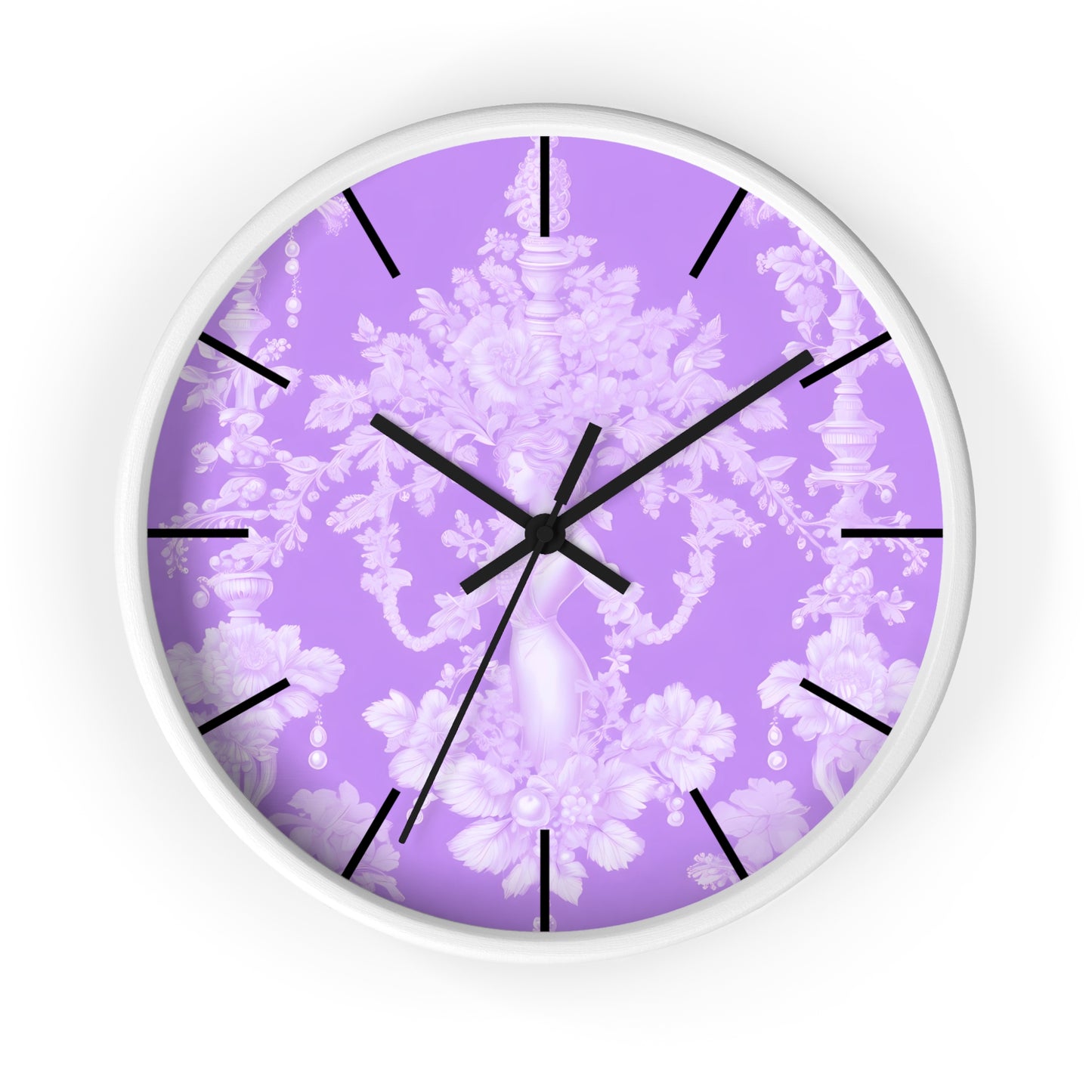 Wall Clock, Pearl Lady Toile / Purple, Hands/Base Variants