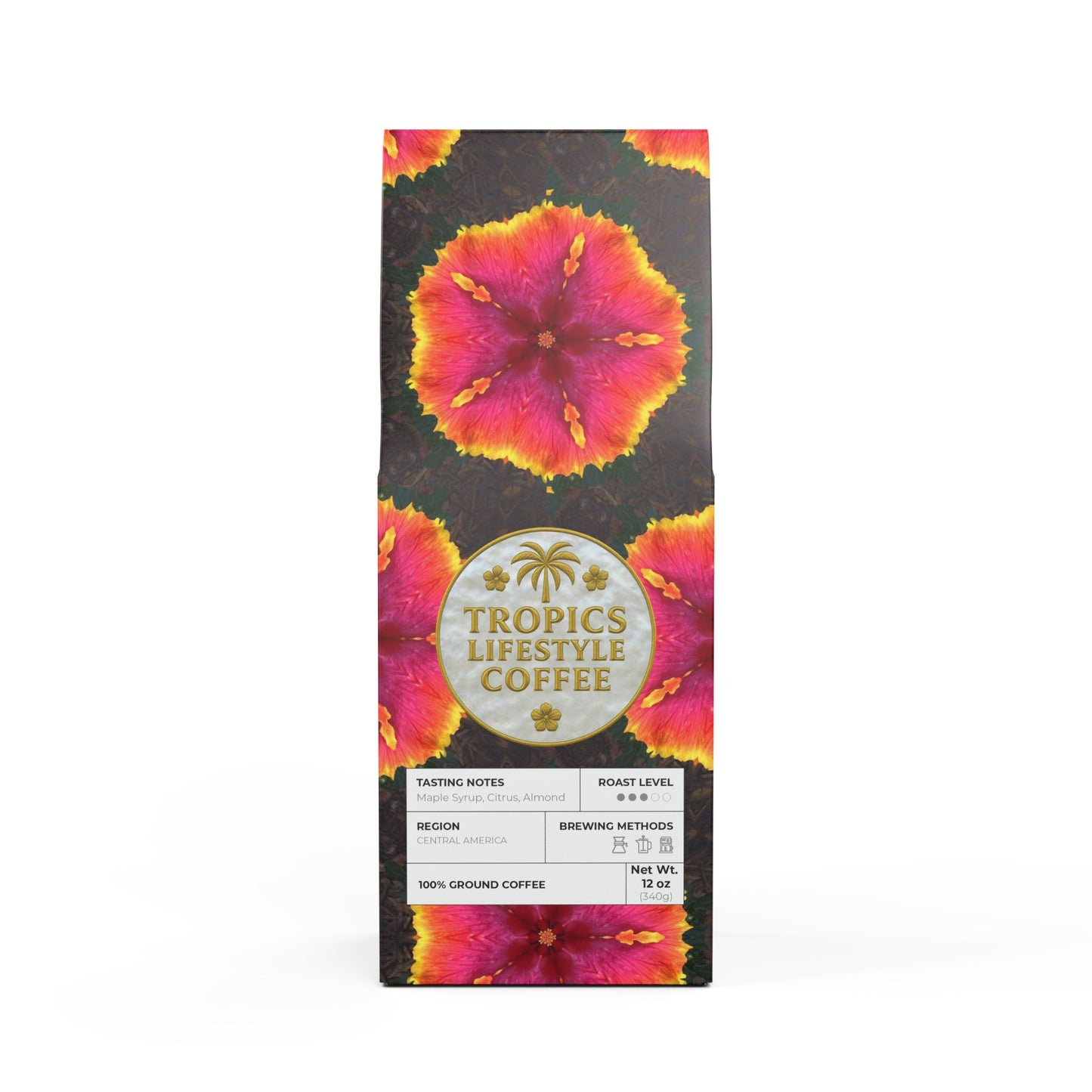 Palm Harvest Blend™ (Medium Roast) Specialty Grade Craft Coffee / Hibiscus Kaleido
