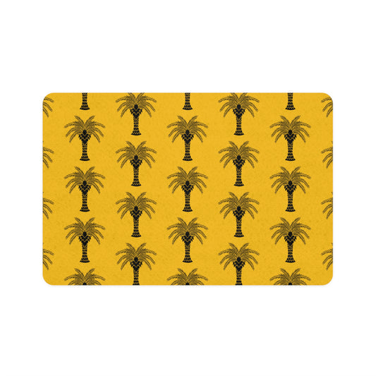 Pet Food Mat (12x18), Art Deco Palm, yellow