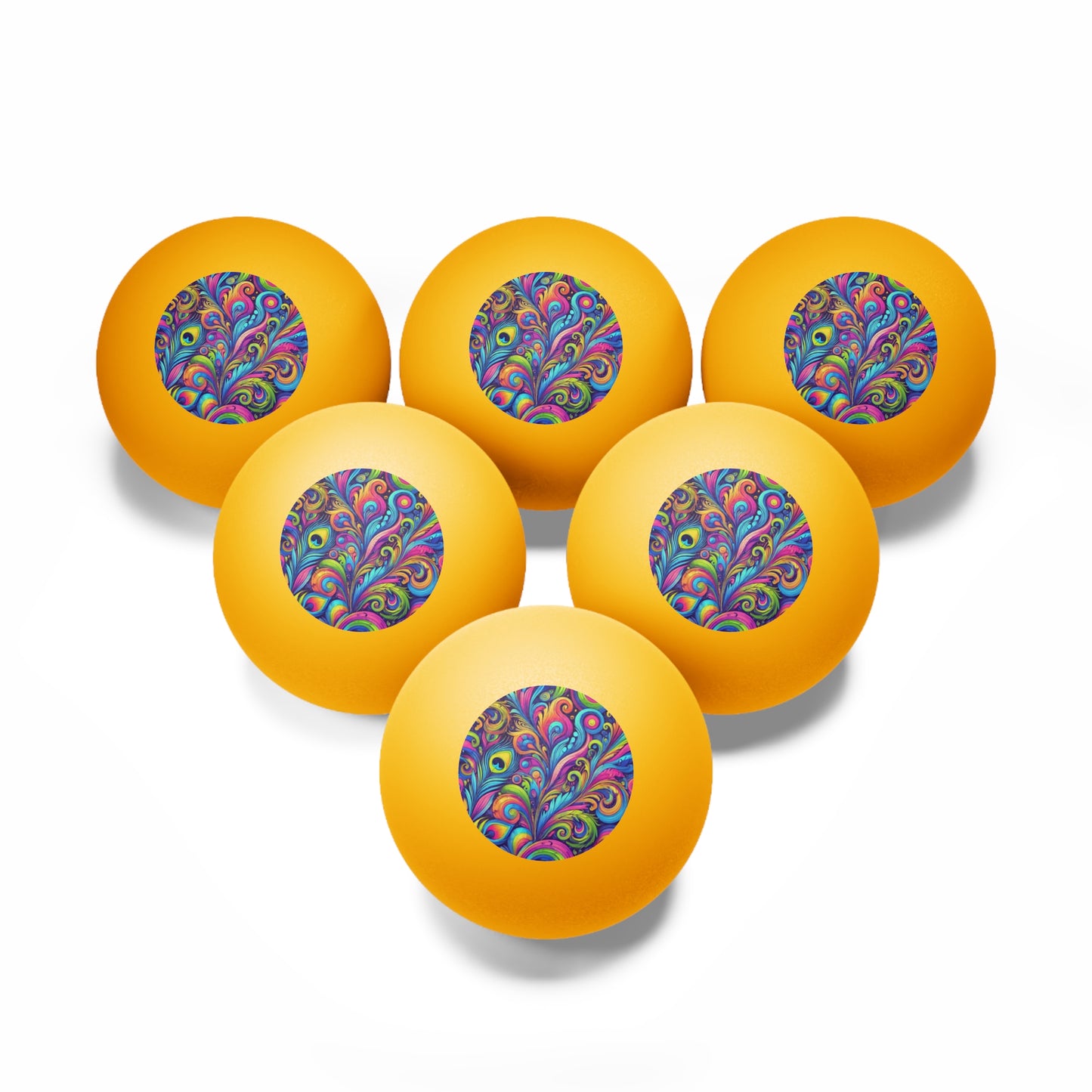 Tropical Paradise Ping Pong Balls - 6 Pack with Feather Currents Pop/Orange