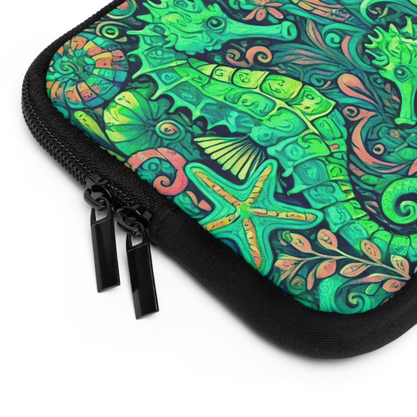 Tropical Laptop Sleeve, 5 Sizes - Perfect for Beach Lovers & Students / Seahorses,  Lime