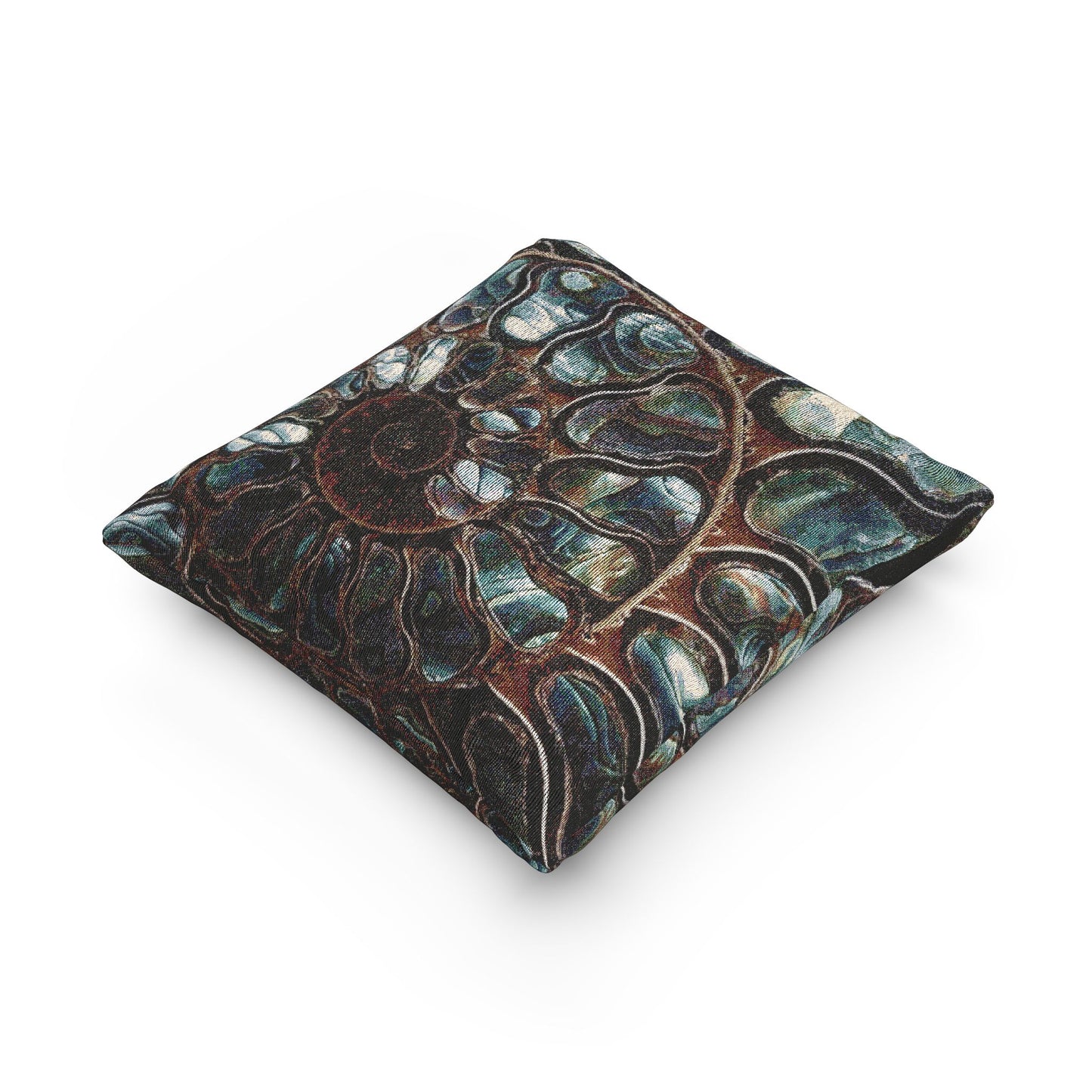 Woven Pillow, 17"W x 18"L ~ Ammonite and Abalone