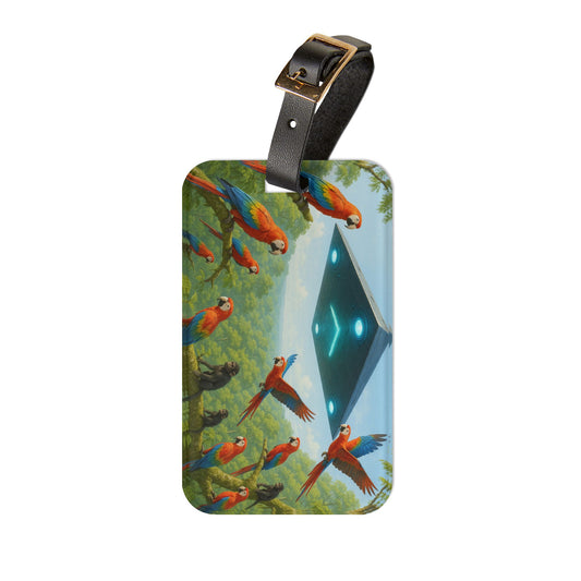 Luggage Tag - UFO and Macaws