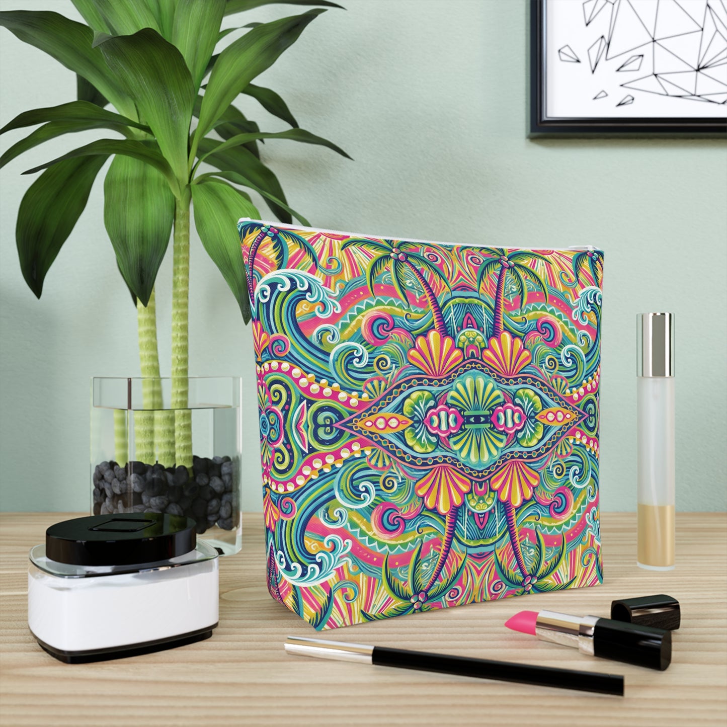 Tropical Cotton Cosmetic Bag, Makeup Pouch, 5 Sizes / Kaleido Bay