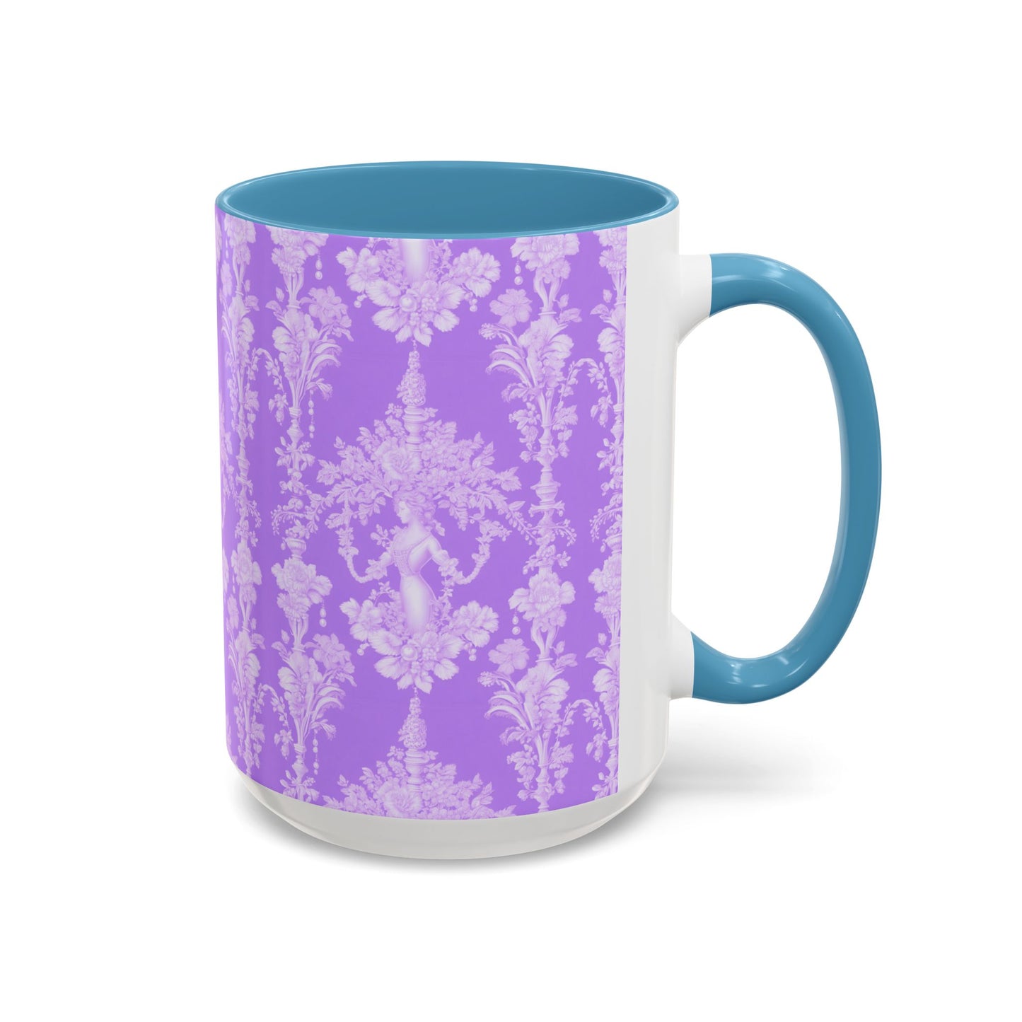 Accent Coffee Mug (11, 15oz), Pearl Lady Toile/Lavender Repeat, Various Colors