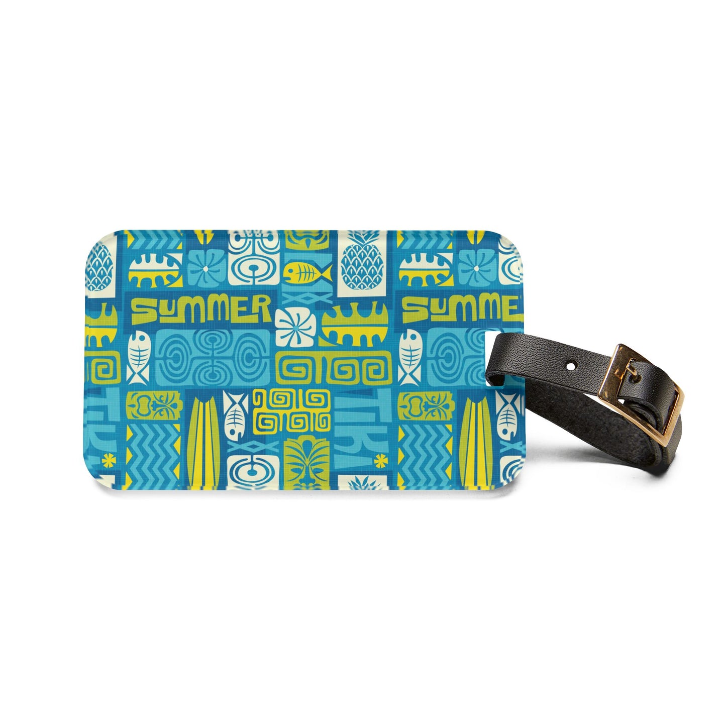 Luggage Tag - Tiki Poster Blue