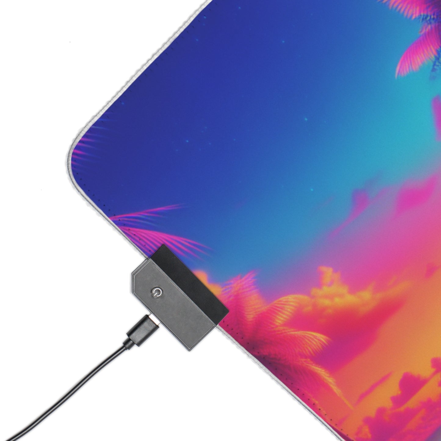 LED Gaming Mouse Pad With Vibrant RGB Lighting, 4 Sizes / Glorious Skies Neon Beach