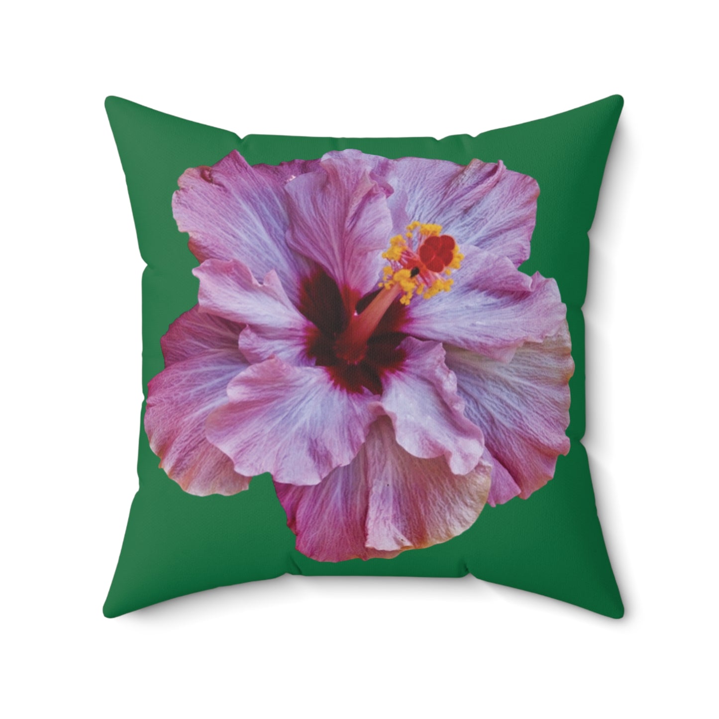 Decorative Pillow - Accent Cushion, 4 Sizes / Photo Purple Hibiscus, Dark Green
