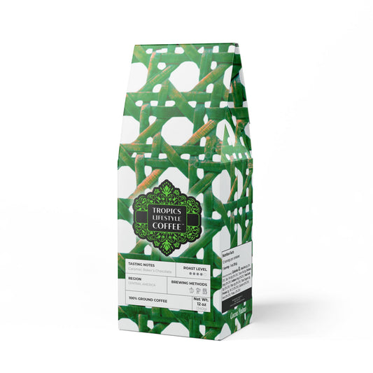 Cocoa Palms Blend™ (Medium-Dark Roast) Specialty Grade Craft Coffee / Chair Wicker, Green