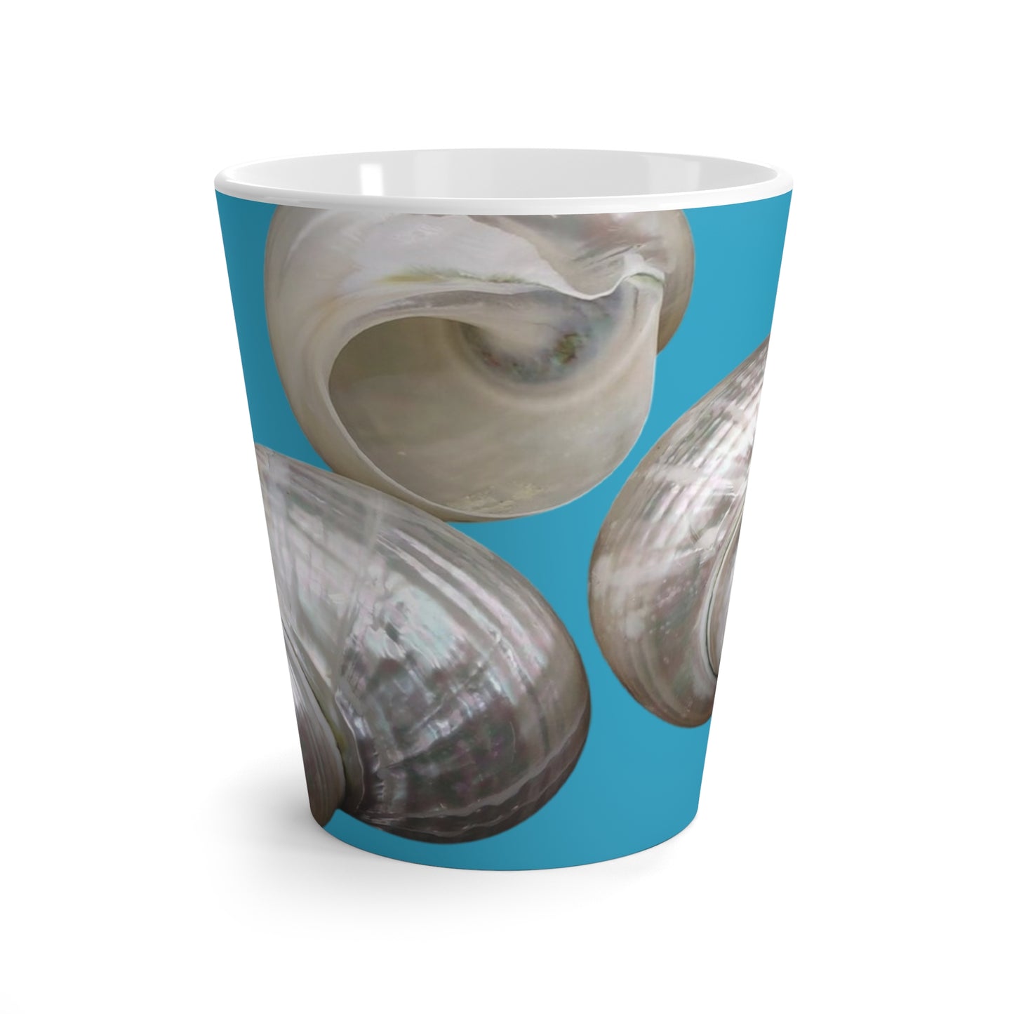 Latte Mug - Perfect for Coffee Enthusiasts / Lustrous Seashell Trio, Turquoise