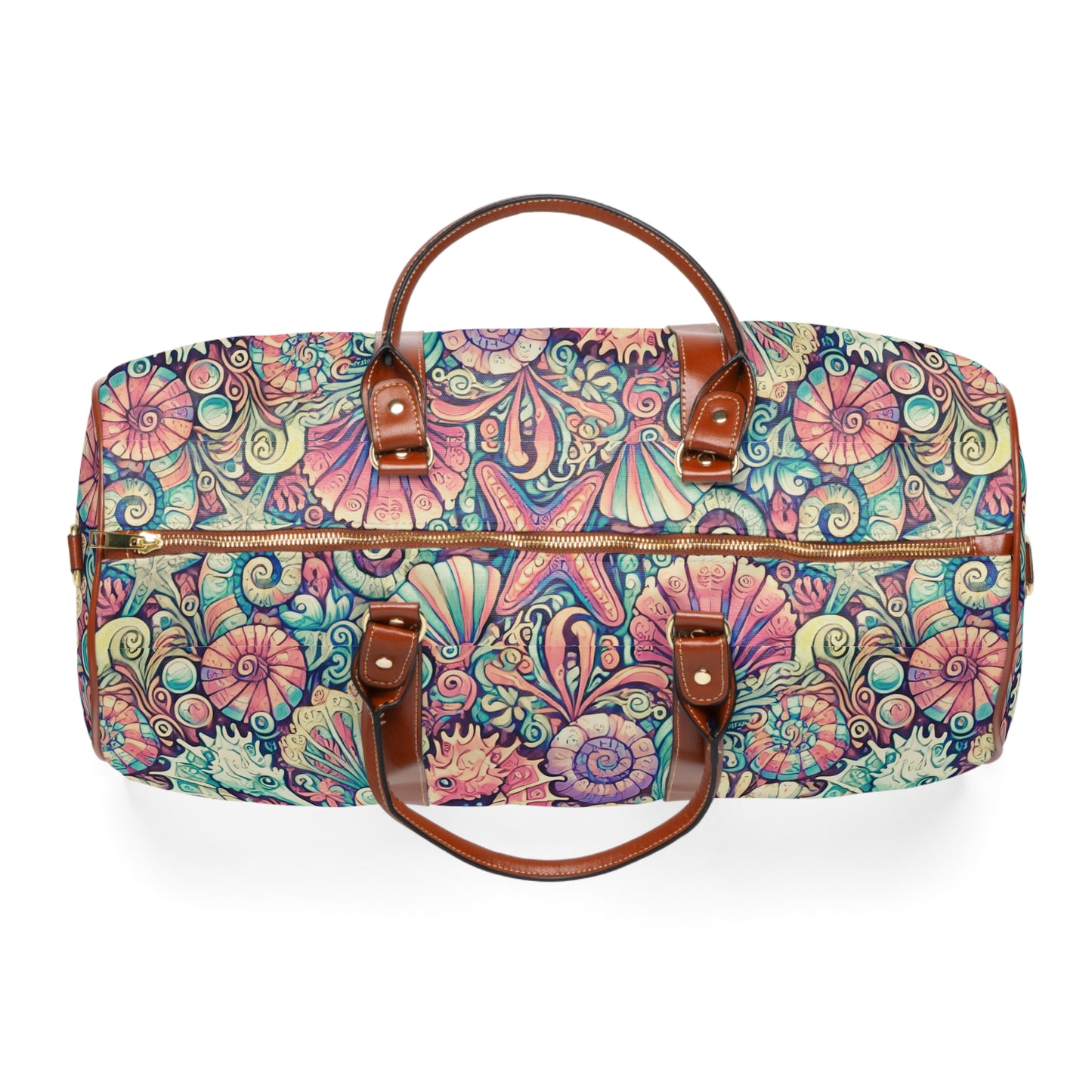 Tropical Waterproof Travel Bag - Perfect for Beach Getaways / Seahorses, Retro