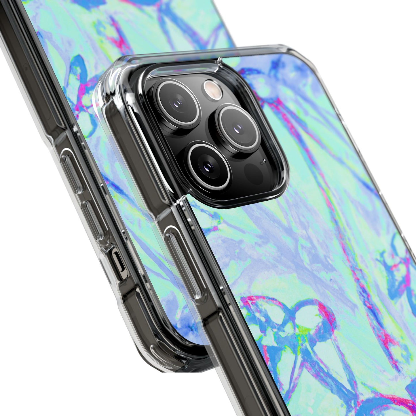 Tropical Doodles/Blue Magnetic Clear Phone Case, Many Models