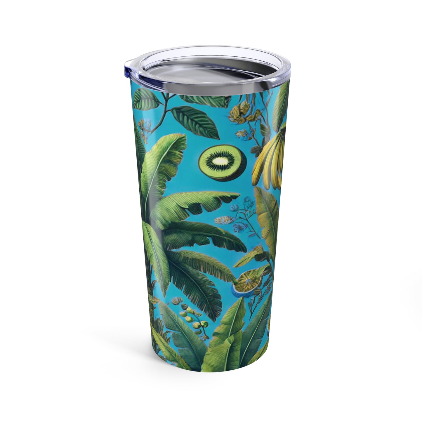 20oz Tropical Glossy Tumbler, Stainless Steel / More Tropical Fruit, Aqua Blue