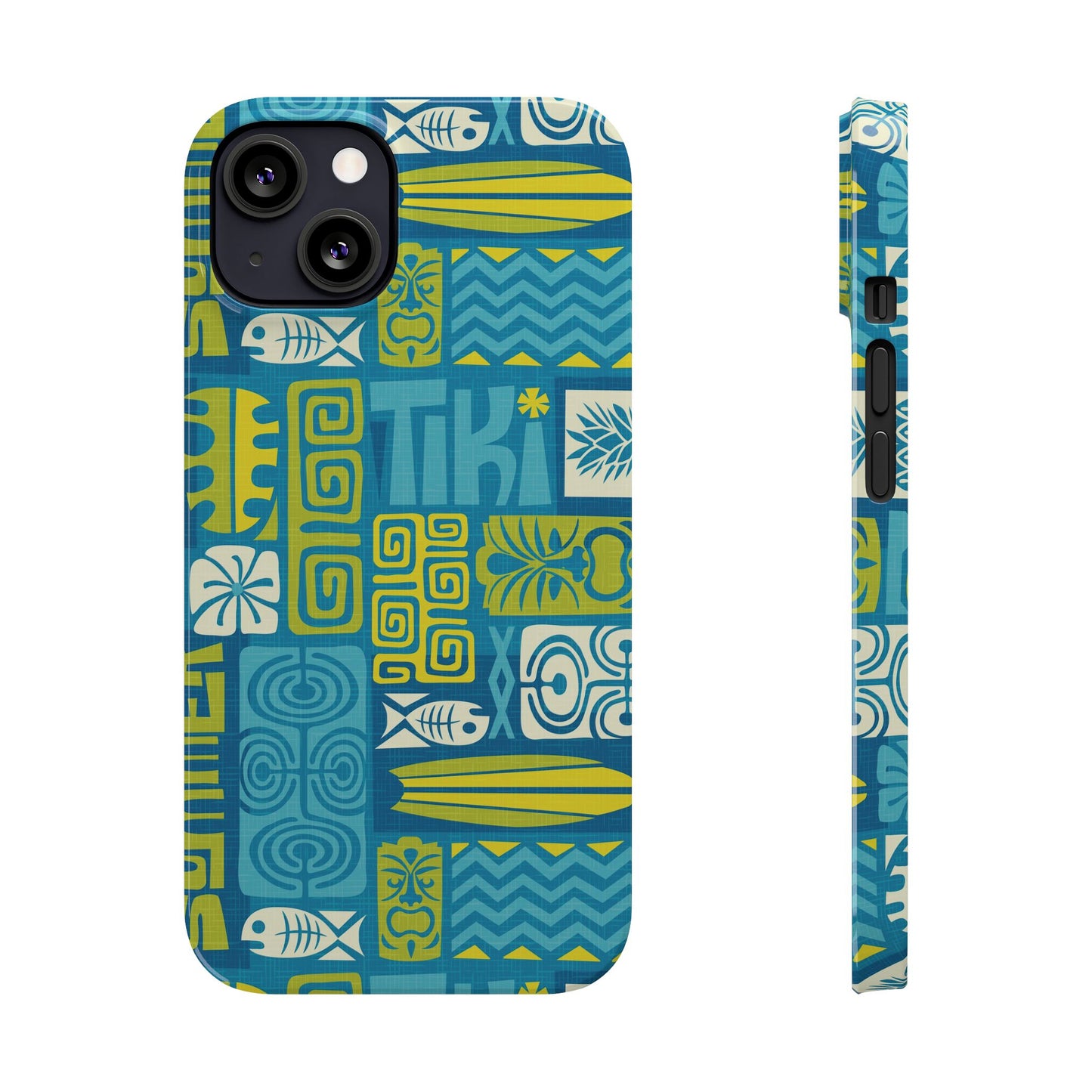 Slim Phone Cases - Tiki Poster Blue