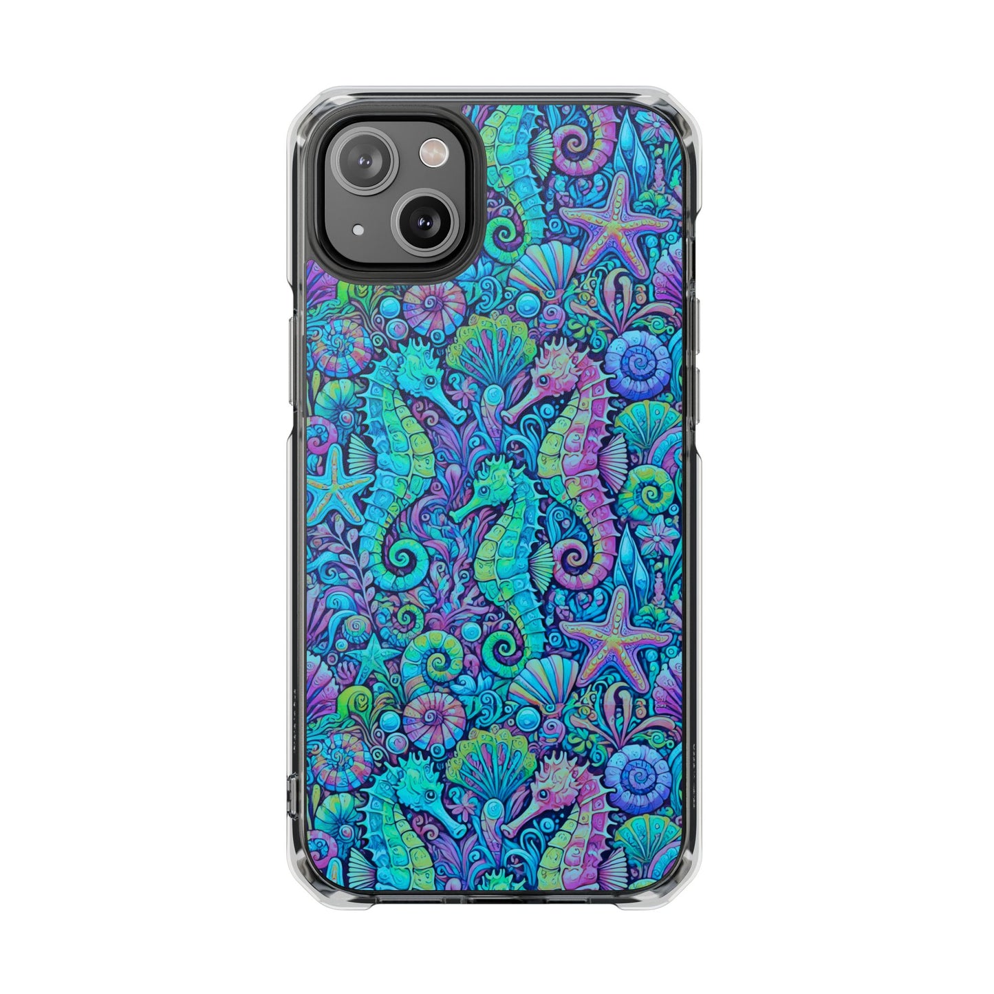 Seahorses/Turquoise POP Magnetic Clear Phone Case, Many Models