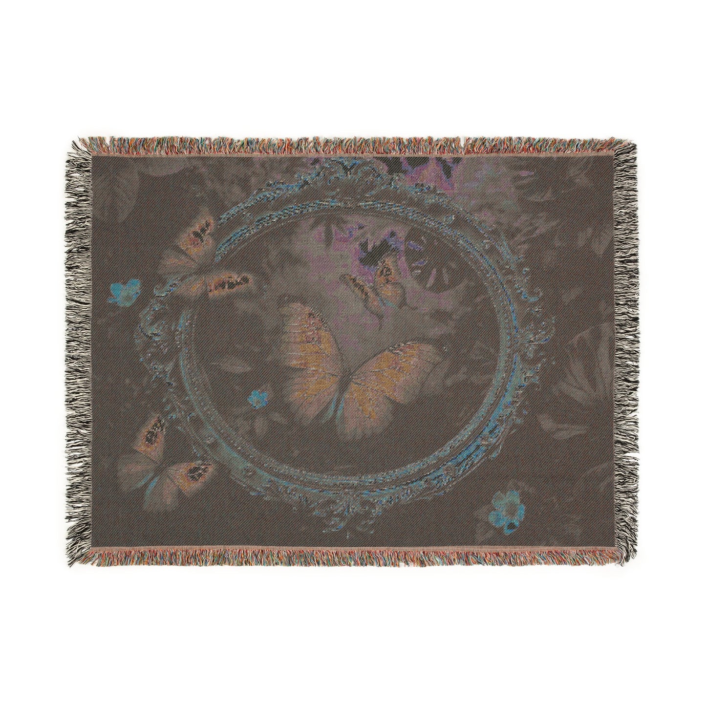 Woven Blanket, 3 Sizes - Tropical Home Decor / Framed Morpho Butterfly Dancers
